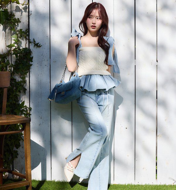  「【Denim Collection】レースアップデニムパンツ」|その他|