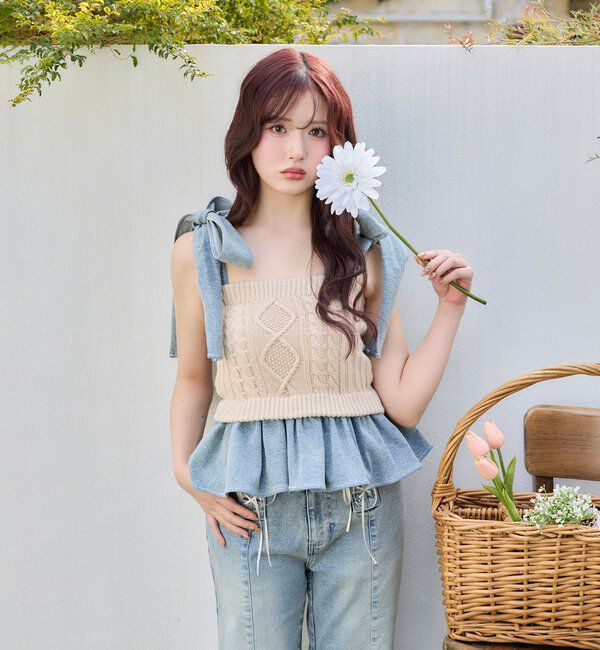  「【Denim Collection】レースアップデニムパンツ」|その他|