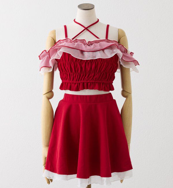  「swimwear/フリルオフショル＋フレアミニスカート(3点セット)」|その他|