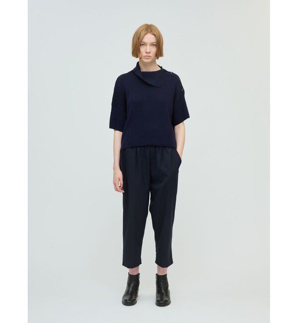 mizuiro ind「mizuiro ind アシンメトリーカラーリブプルオーバー」|ニット・セーター|