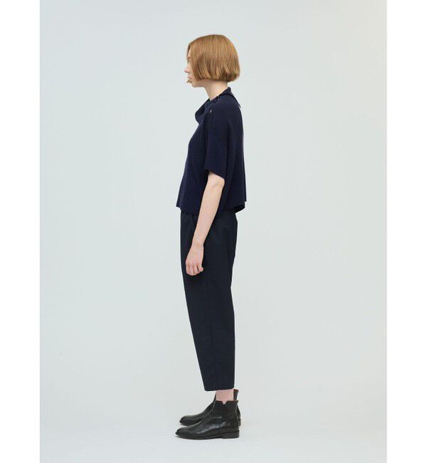 mizuiro ind「mizuiro ind アシンメトリーカラーリブプルオーバー」|ニット・セーター|