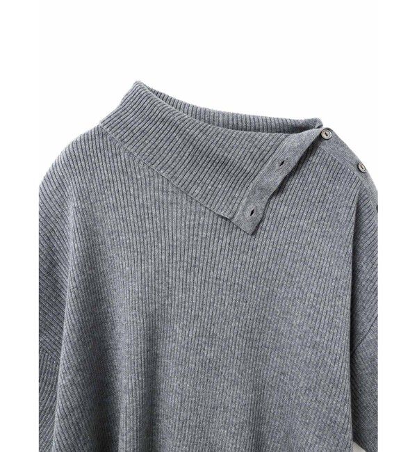 mizuiro ind「mizuiro ind アシンメトリーカラーリブプルオーバー」|ニット・セーター|