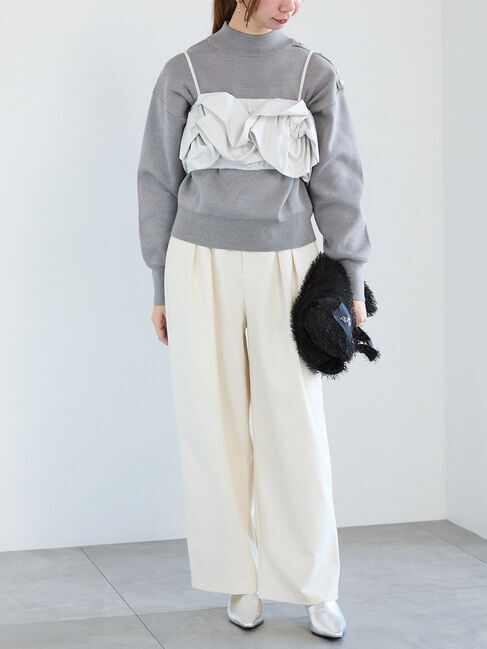 Te chichi「スタンドショルダーメタルボタンニット」|ニット・セーター|