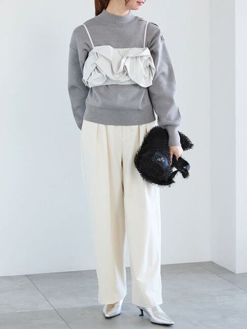 Te chichi「スタンドショルダーメタルボタンニット」|ニット・セーター|