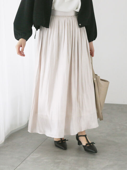 Te chichi TERRASSE「【選べる着丈】オーロラサテンスカート」|スカート|ベージュ
