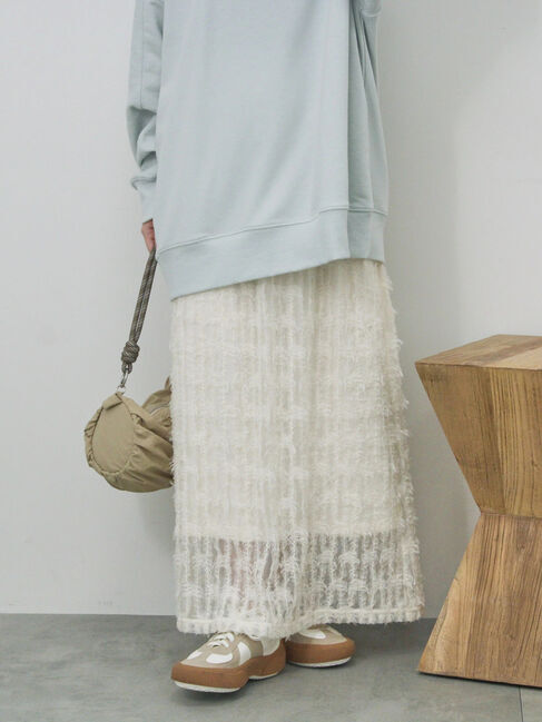 Samansa Mos2 blue「フリンジレーススカート」|スカート|