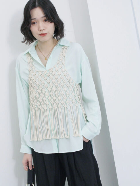 Samansa Mos2 blue「【接触冷感】マルチスタイルシャツ」|シャツ・ブラウス|