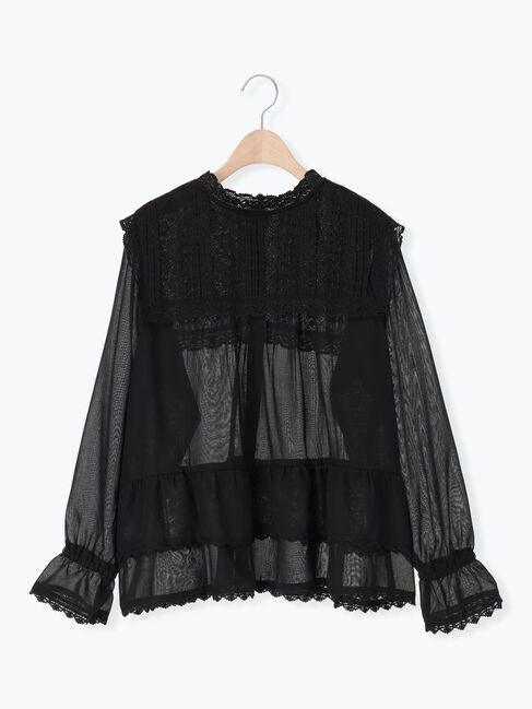 Samansa Mos2「裾フリルティアードレースブラウス」|シャツ・ブラウス|