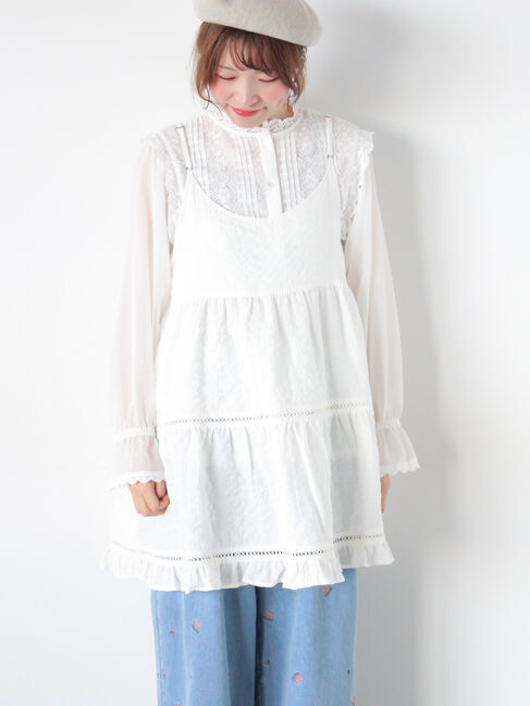 Samansa Mos2「はしごレースティアードキャミチュニック」|シャツ・ブラウス|