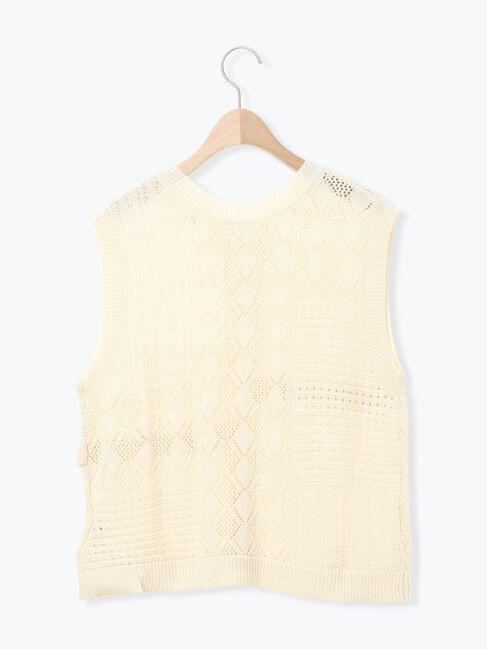 Samansa Mos2「前後2WAYパッチワークニットベスト」|ダウンベスト・ベスト|