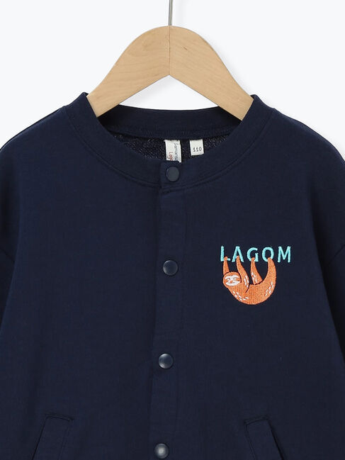 Samansa Mos2 Lagom「ナマケモノ刺繍ミニ裏毛カーディガン」|カーディガン|