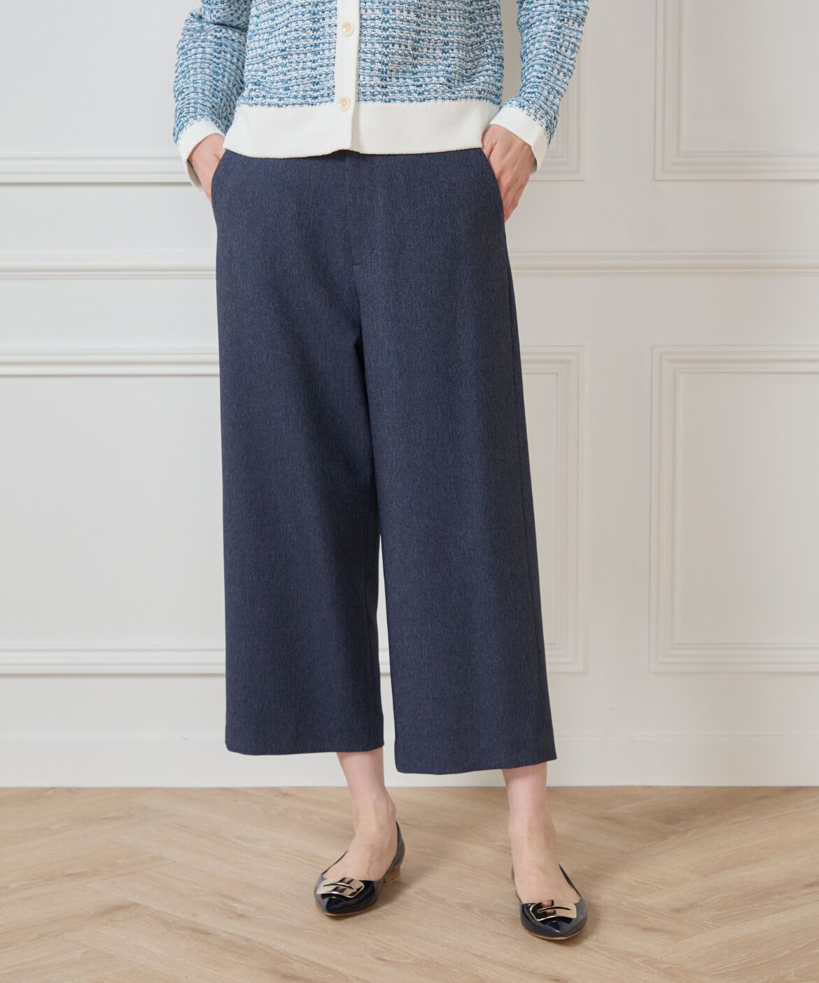 7-IDconcept.「《大きいサイズ》デニムライククロップトパンツ」|その他|ネイビー