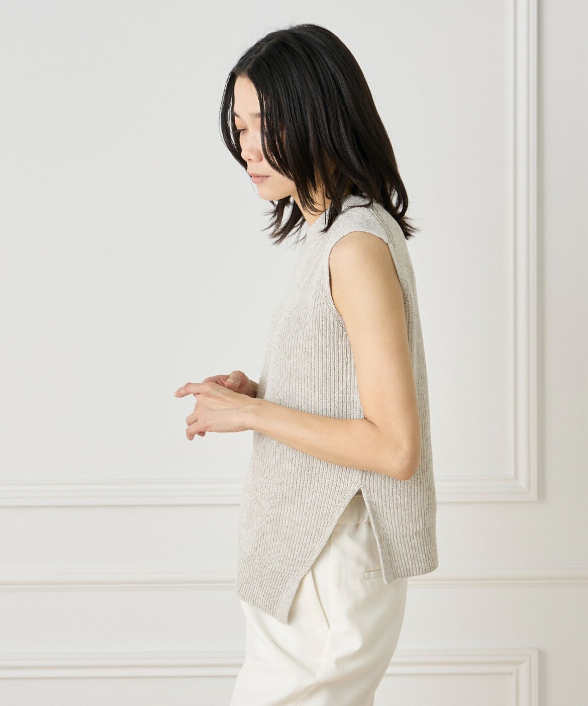 INED「アシンメトリープルオーバーニット」|ニット・セーター|