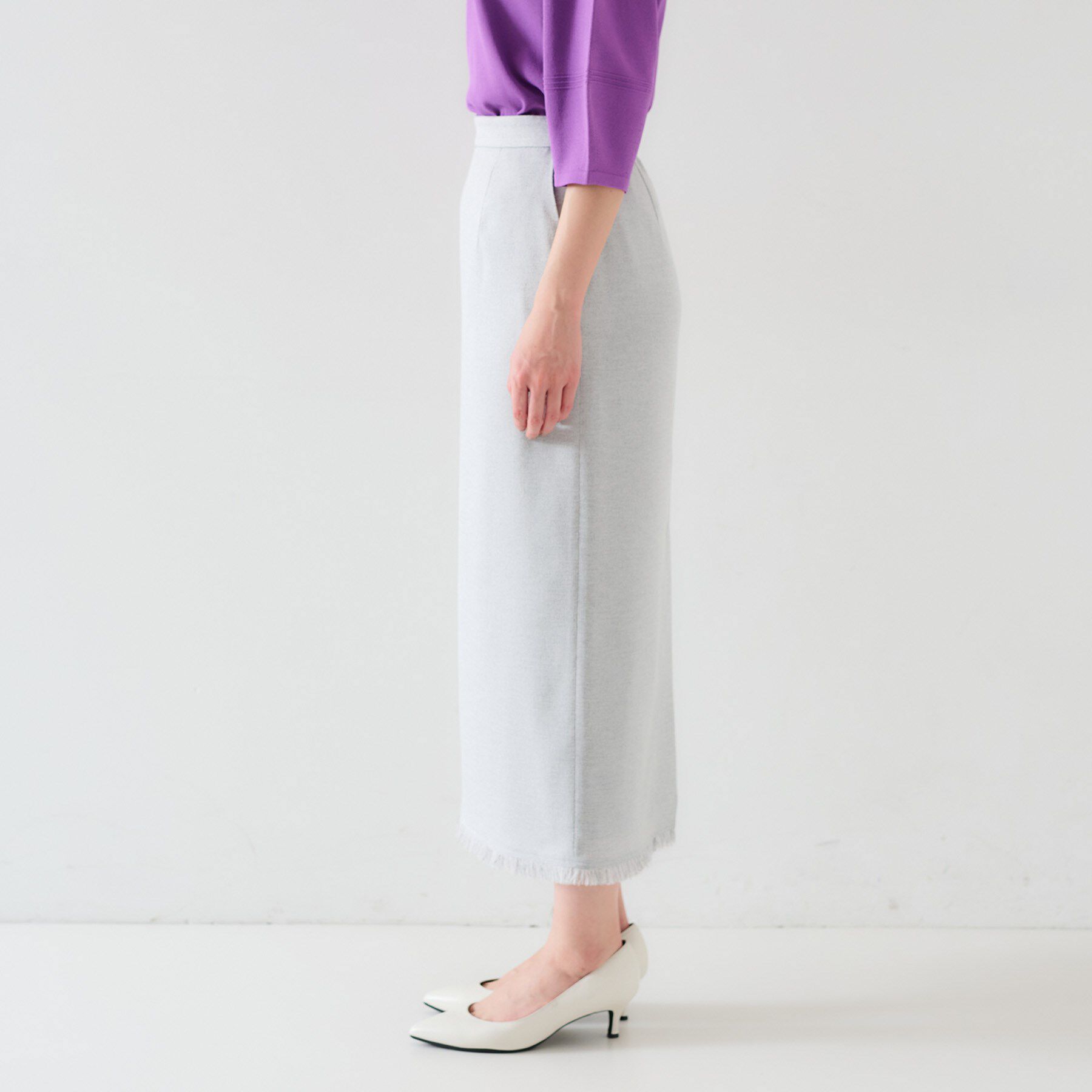 UNTITLED「【オンオフ/ストレッチ】裾フリンジナロースカート」|スカート|