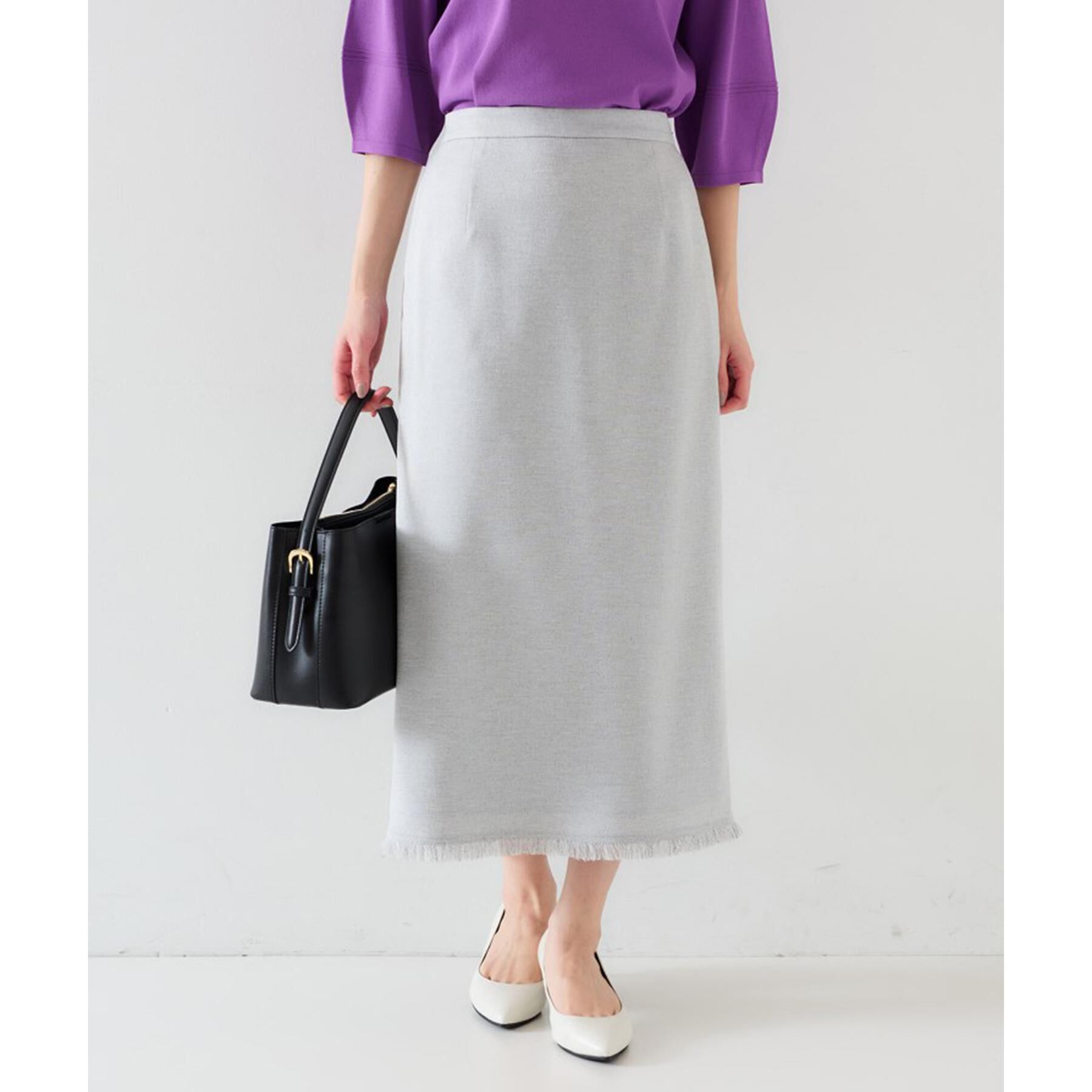 UNTITLED「【オンオフ/ストレッチ】裾フリンジナロースカート」|スカート|