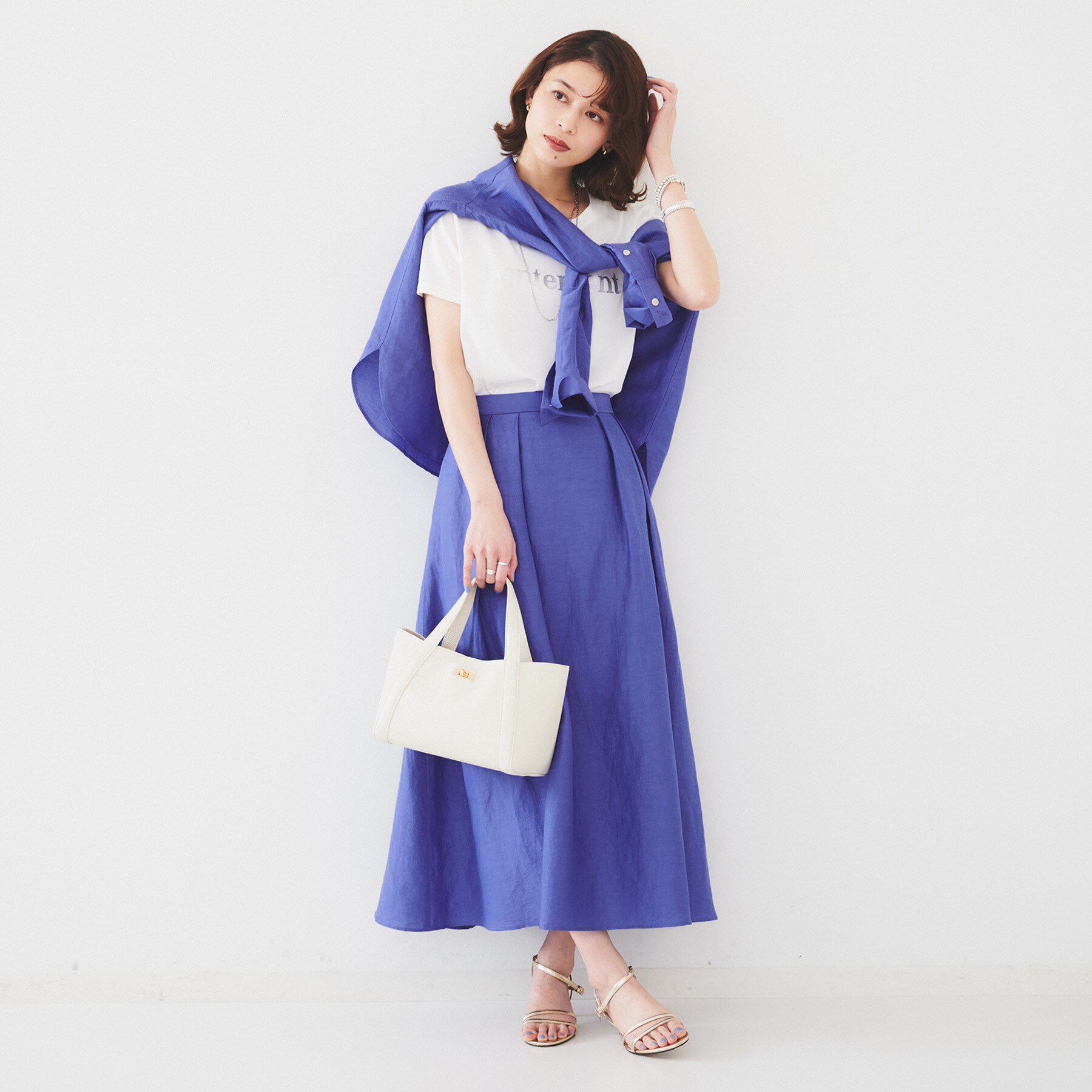 UNTITLED「【セットアップ可能/手洗い可】リネン混フレアスカート」|スカート|