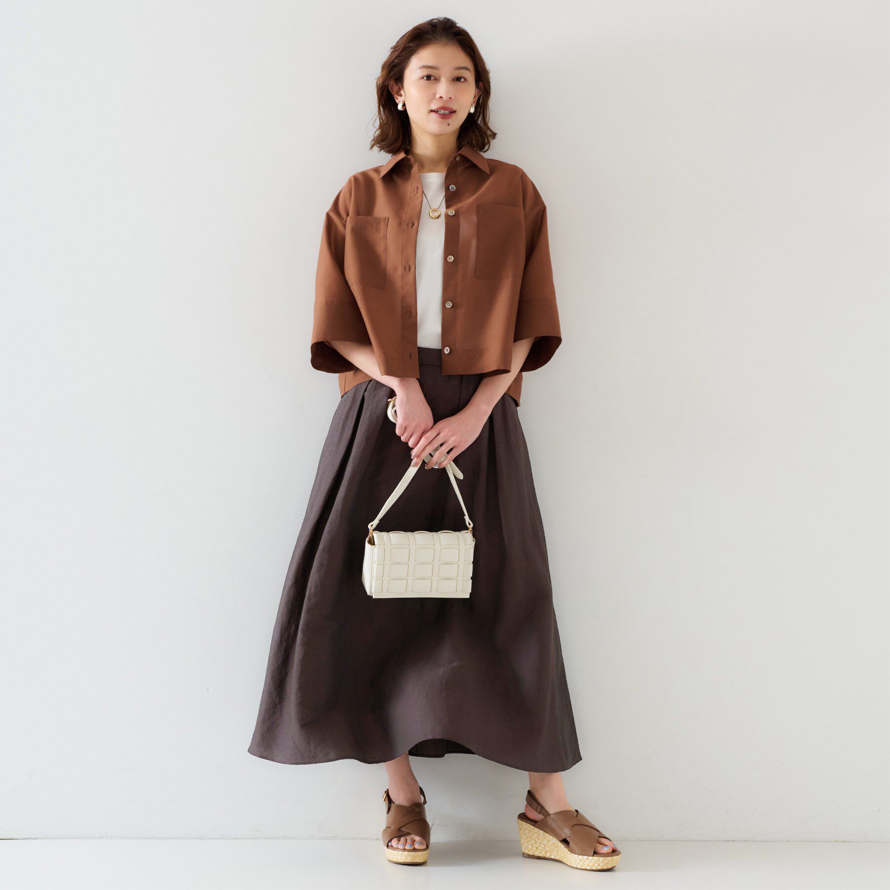 UNTITLED「【セットアップ可能/手洗い可】リネン混フレアスカート」|スカート|