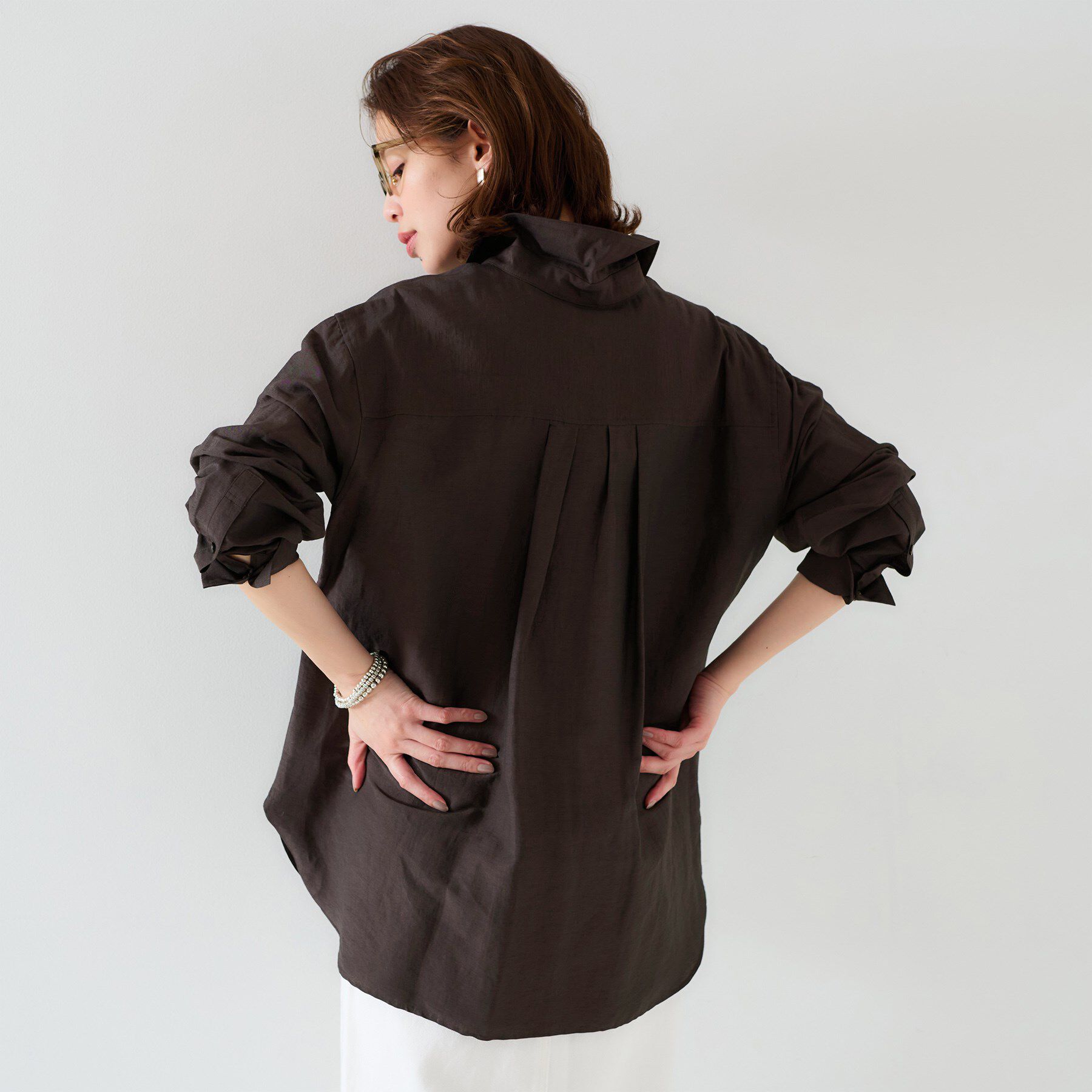 UNTITLED「【セットアップ可能/手洗い可】リネン混 ベーシックシャツ」|シャツ・ブラウス|