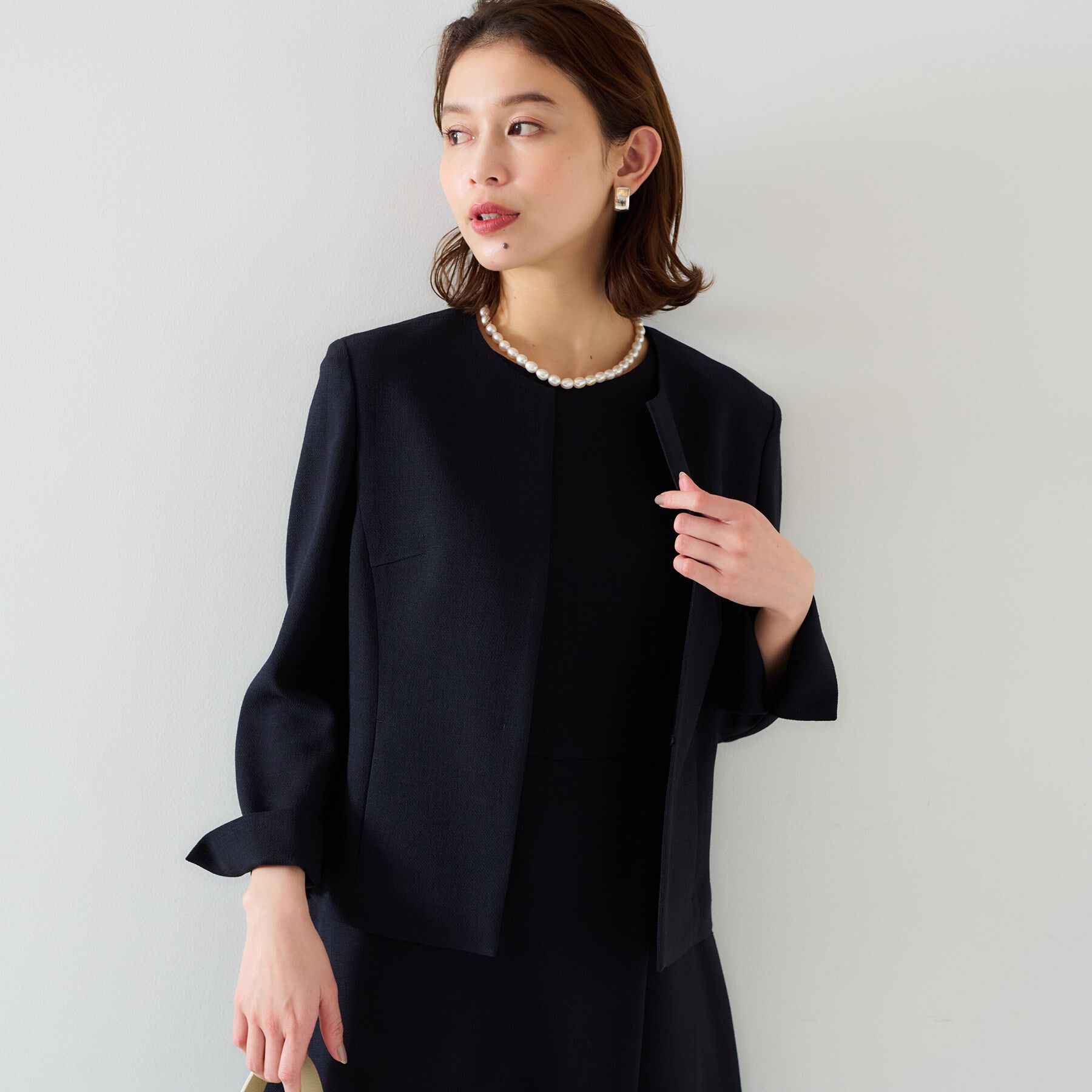 UNTITLED「【セットアップ可/短丈】ドライタッチジャケット」|ノーカラージャケット|