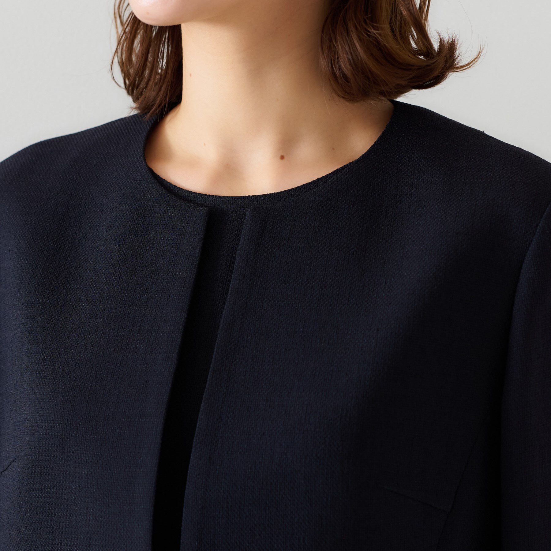 UNTITLED「【セットアップ可/短丈】ドライタッチジャケット」|ノーカラージャケット|