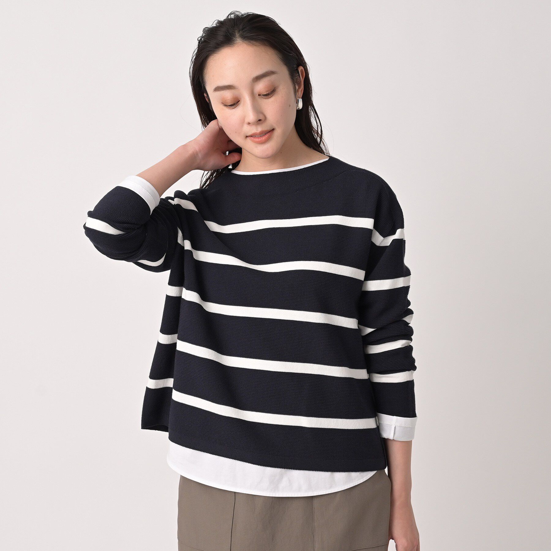 UNTITLED「【ゆったり/洗える】クロップドニットプルオーバー」|ニット・セーター|