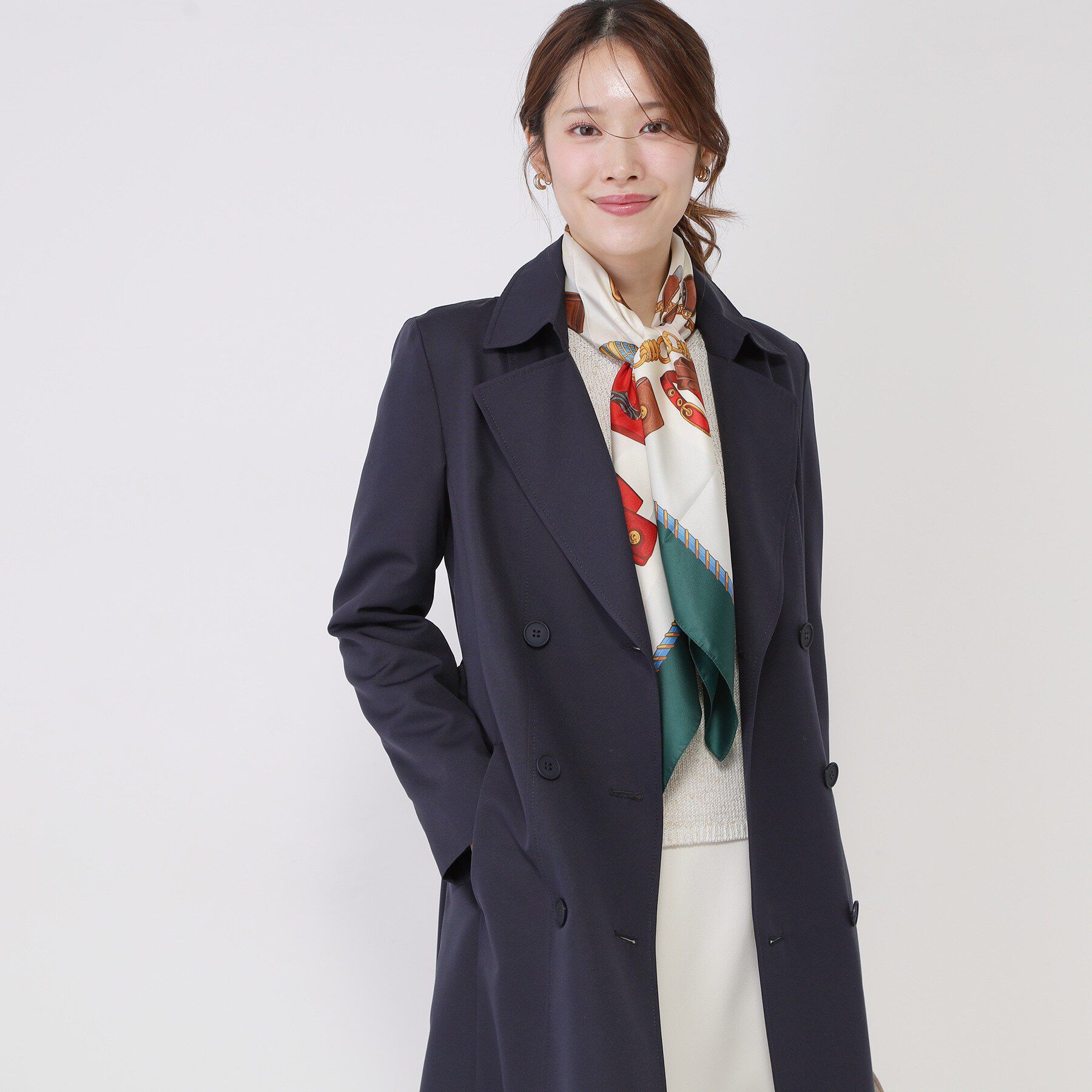 COUP DE CHANCE「【撥水／細見えシルエット】きれいめトレンチコート」|トレンチコート|ネイビー(094)