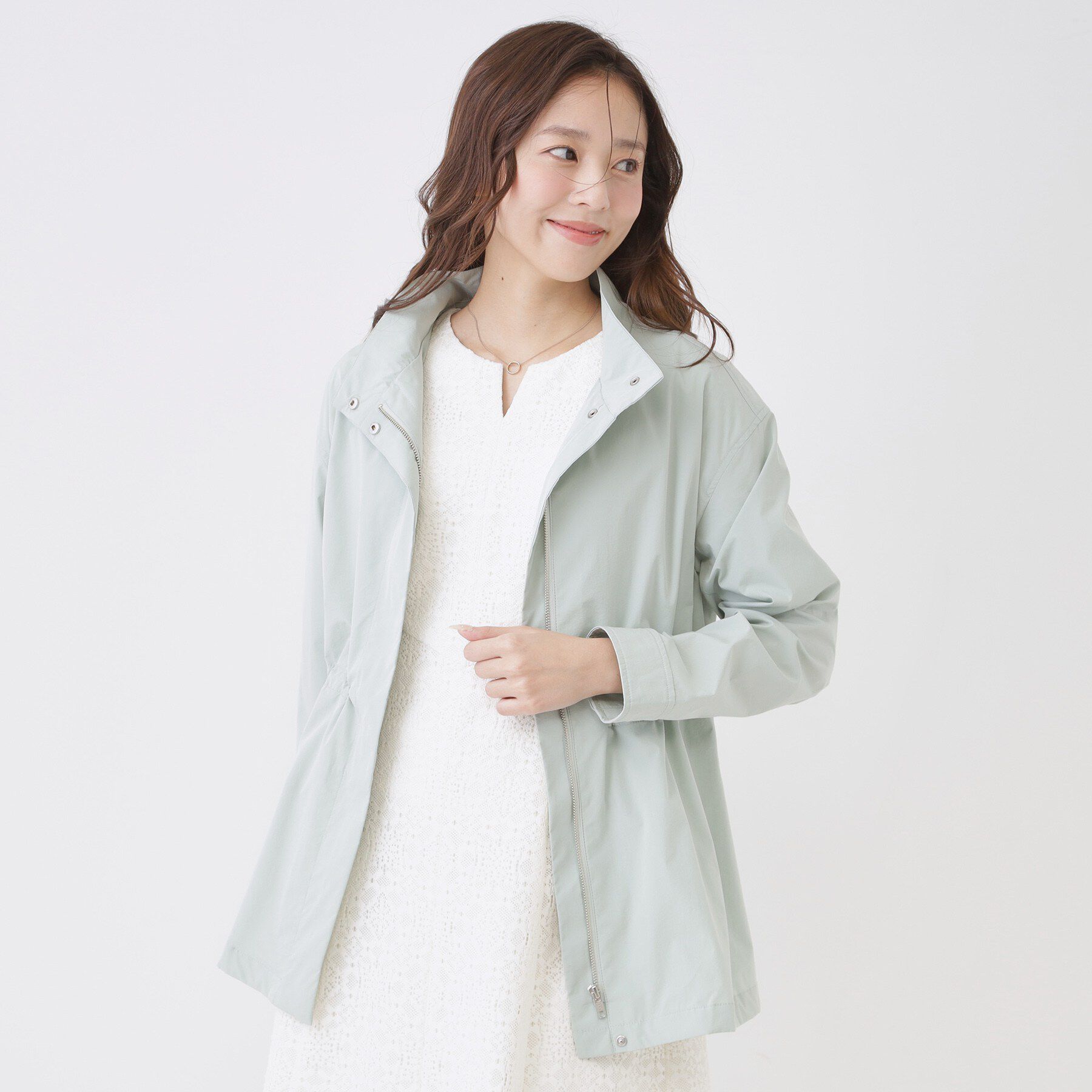 COUP DE CHANCE「【手洗い可／裏無し／ウエスト調整可】スタンド衿ブルゾン」|ブルゾン・スタジャン|ミントグリーン(02