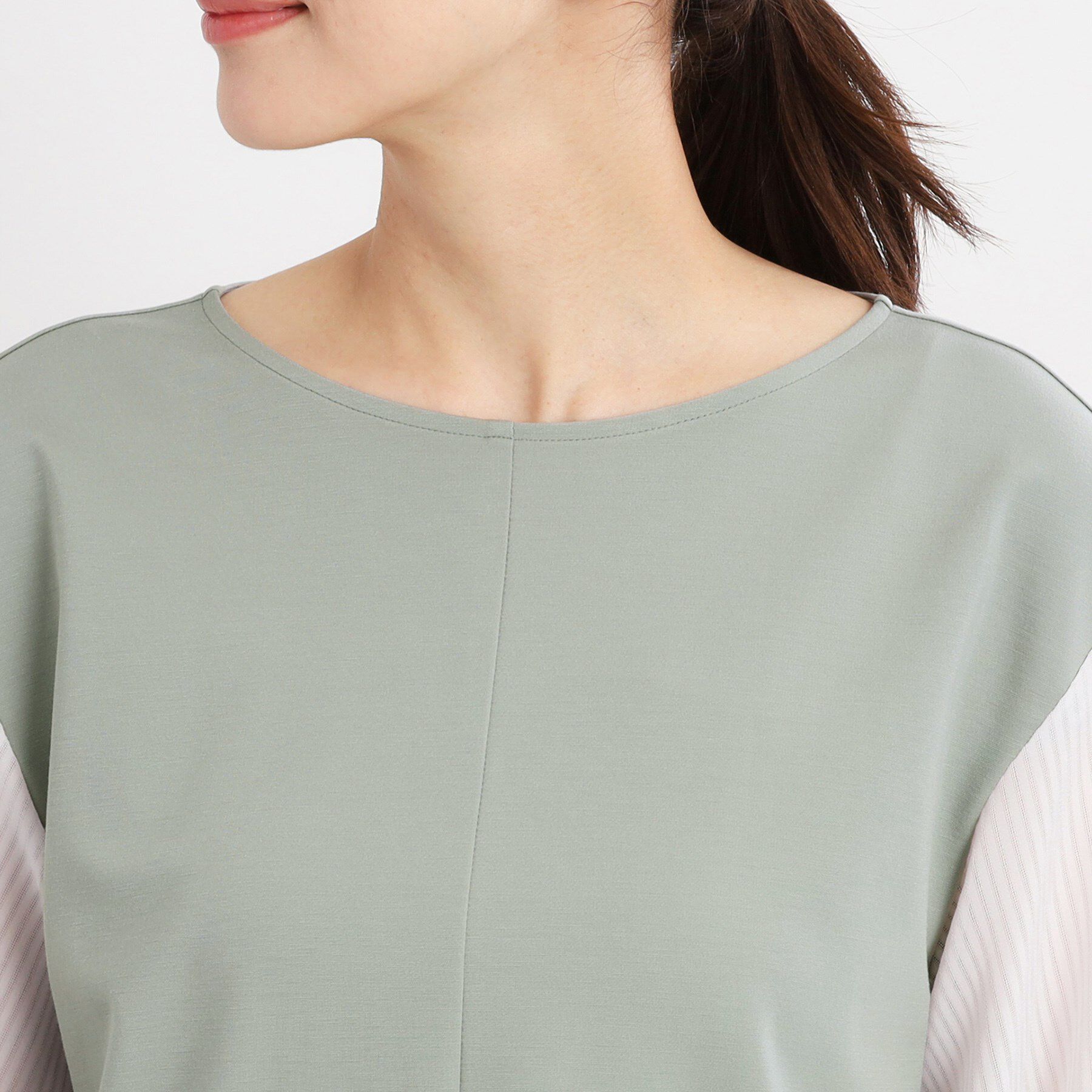 Reflect「【手洗い可】シアーストライプスリーブブラウス」|シャツ・ブラウス|