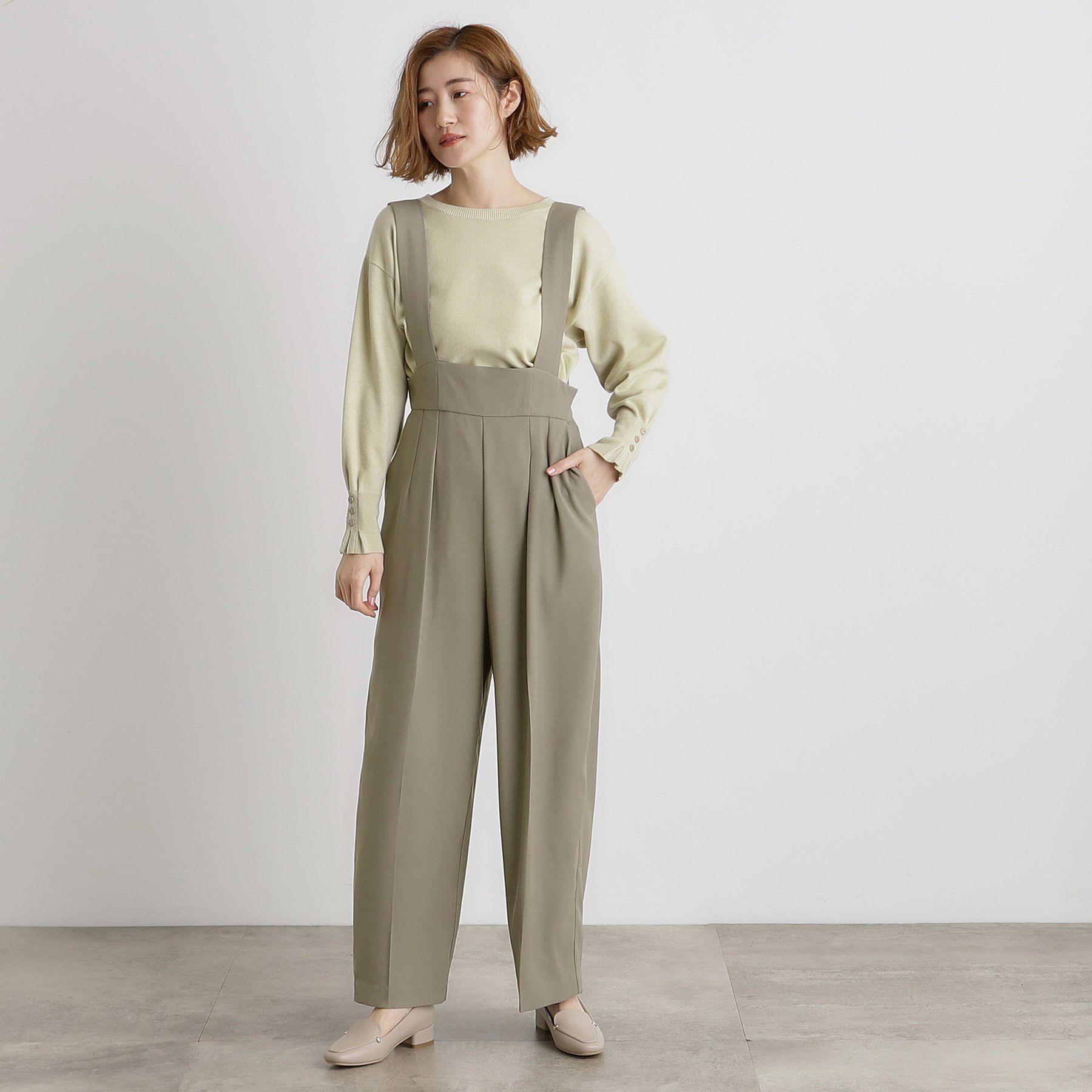 grove「ハイウエストサロペット」|オールインワン|