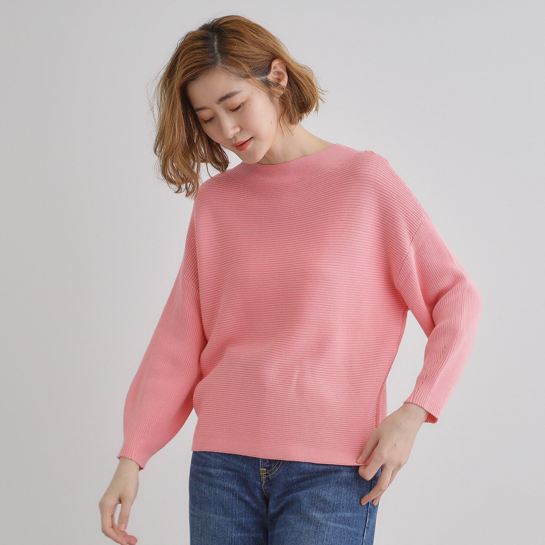 grove「コットンブレンドガーターニット」|ニット・セーター|ピンク(071)