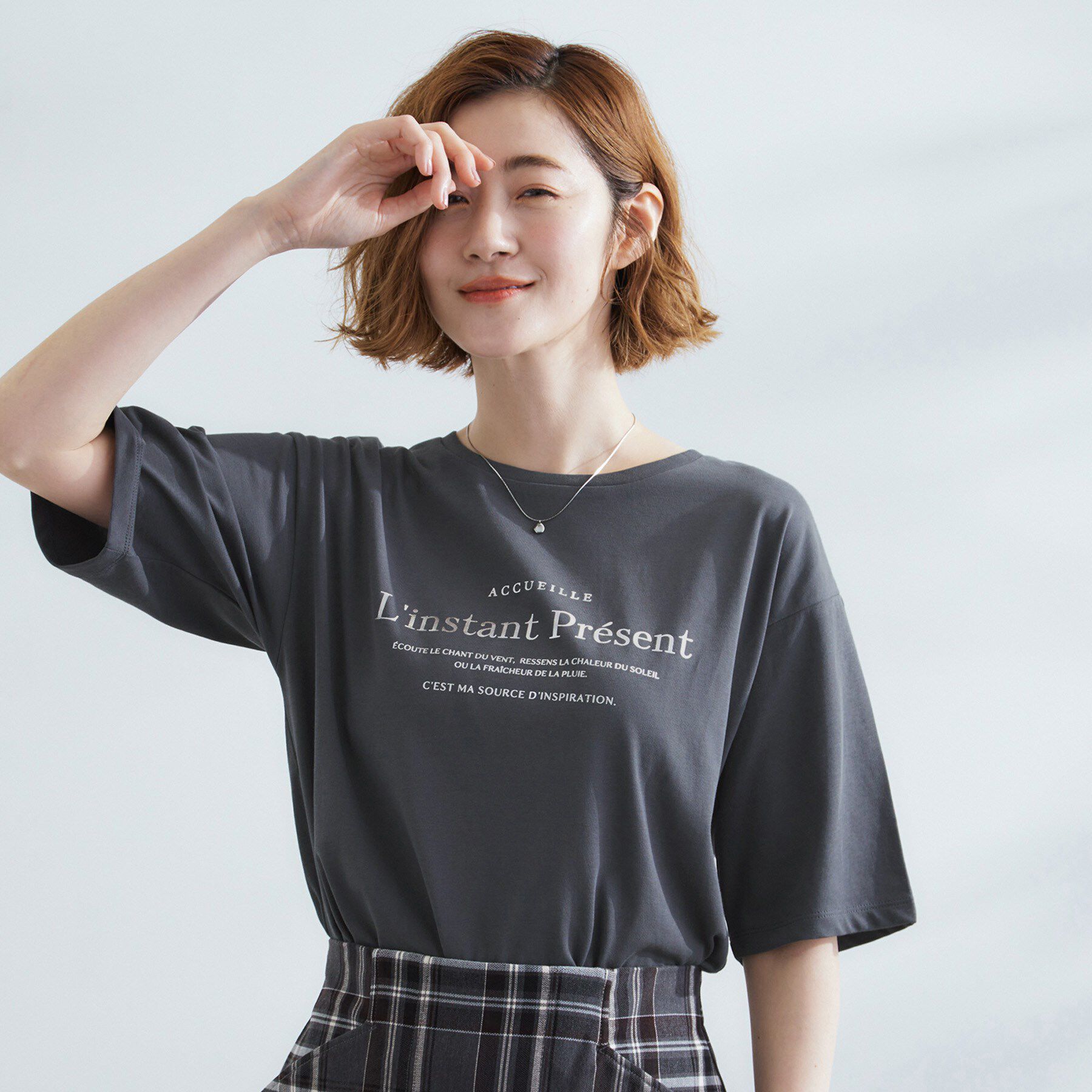 grove「五分袖ロゴプリントTシャツ」|Tシャツ・カットソー|