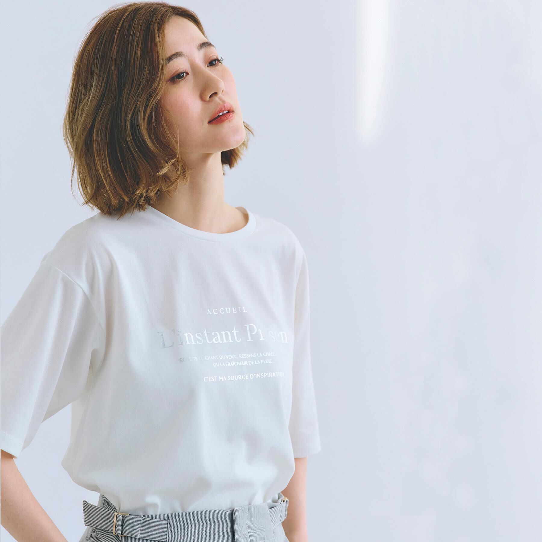 grove「五分袖ロゴプリントTシャツ」|Tシャツ・カットソー|オフ&times;シルバー(10
