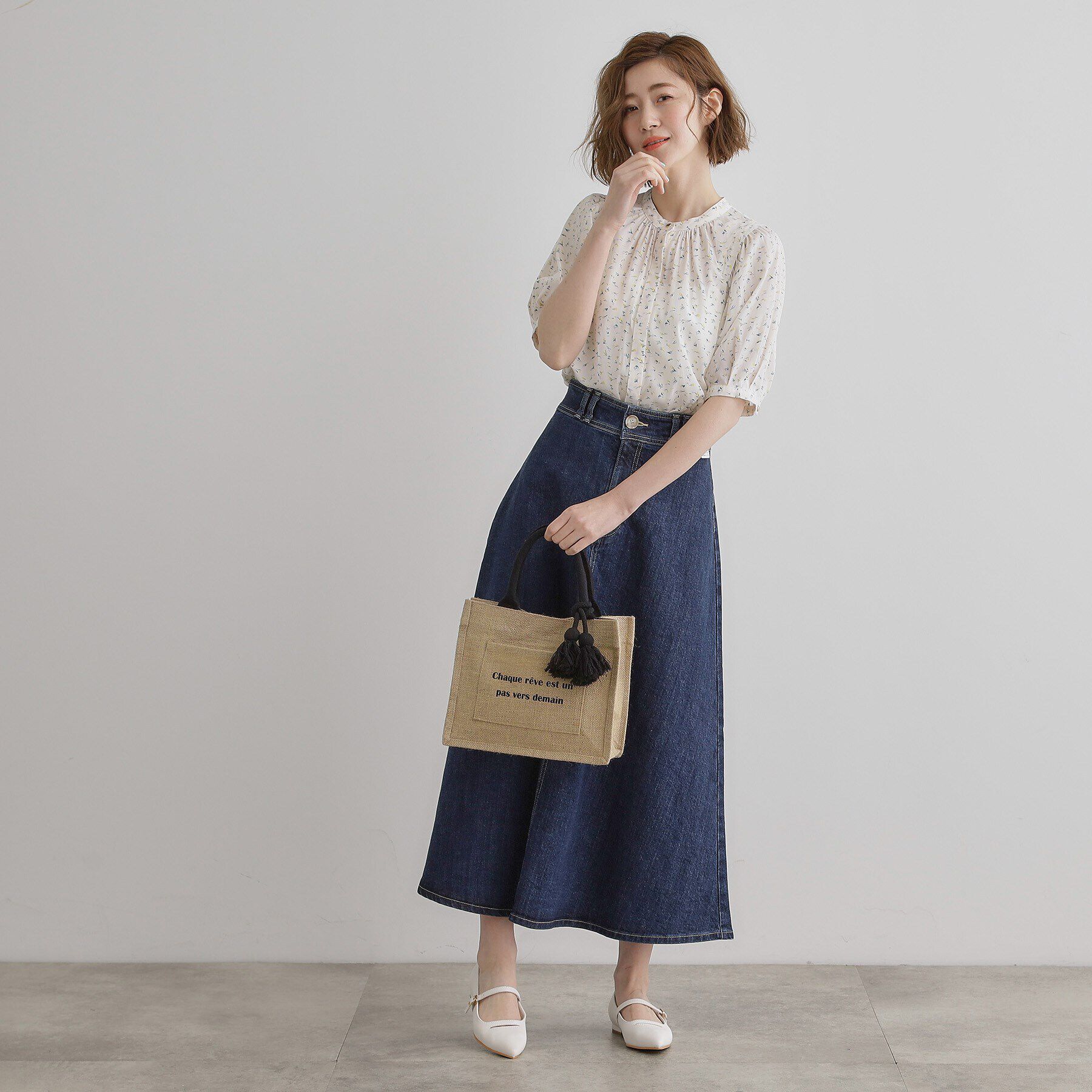 grove「スクエアタッセルジュートトート」|トートバッグ|