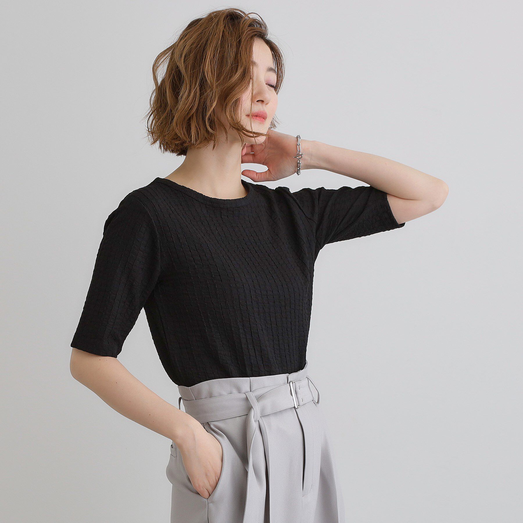 grove「ジャカードハーフスリーブプルオーバー」|Tシャツ・カットソー|