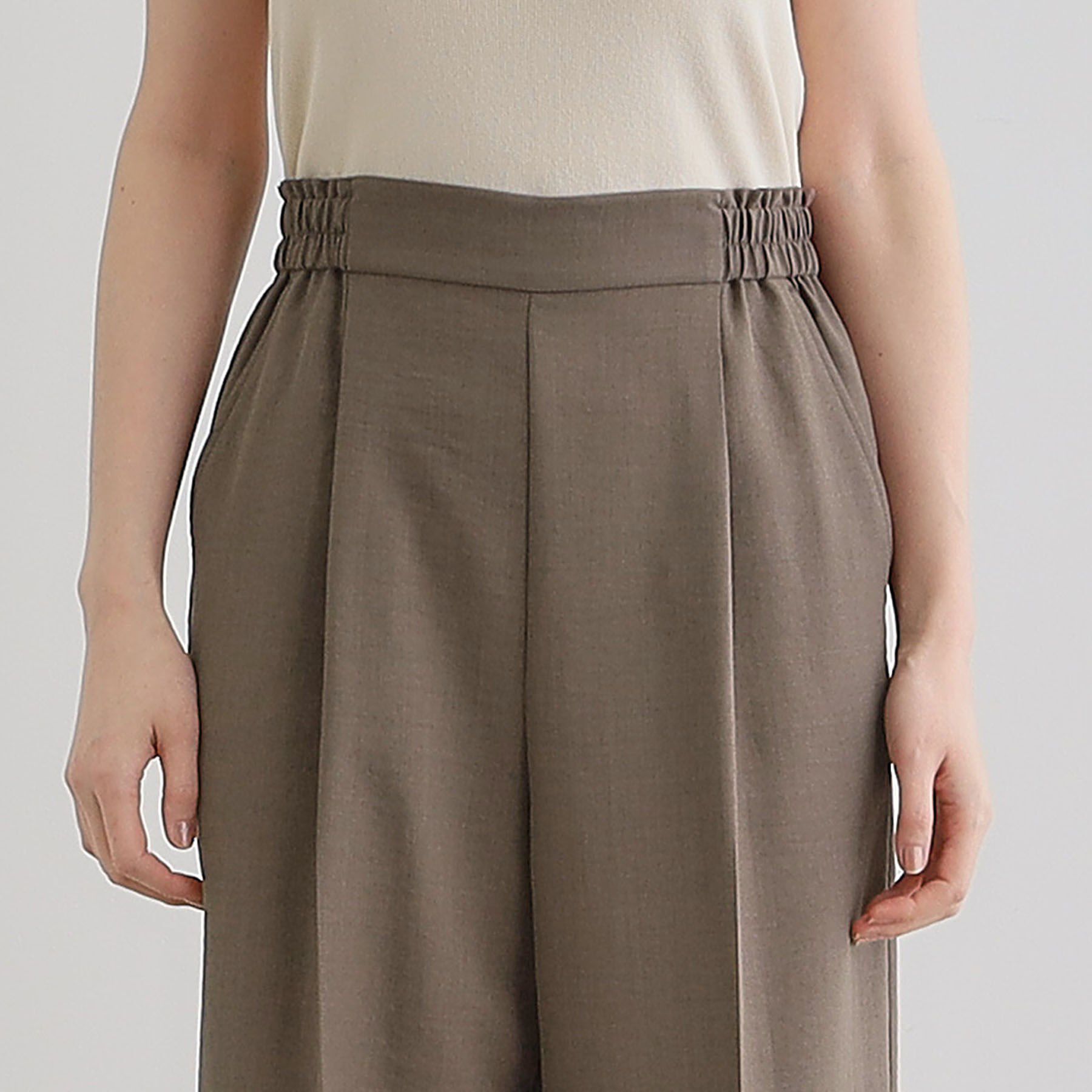 grove「【洗える・シワになりにくい】麻調センタープレスワイドパンツ」|その他|