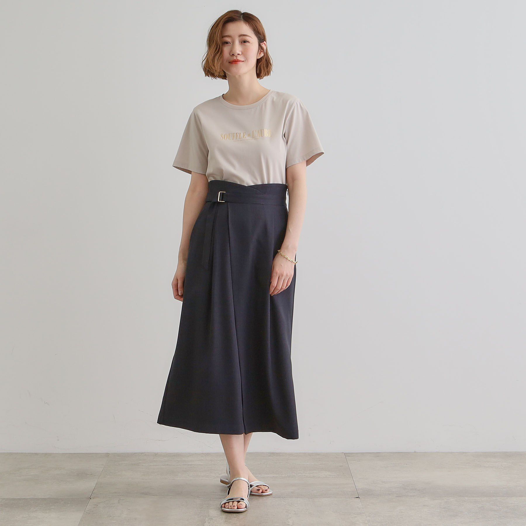 grove「エレガントに着こなすラップ風タックスカート」|スカート|