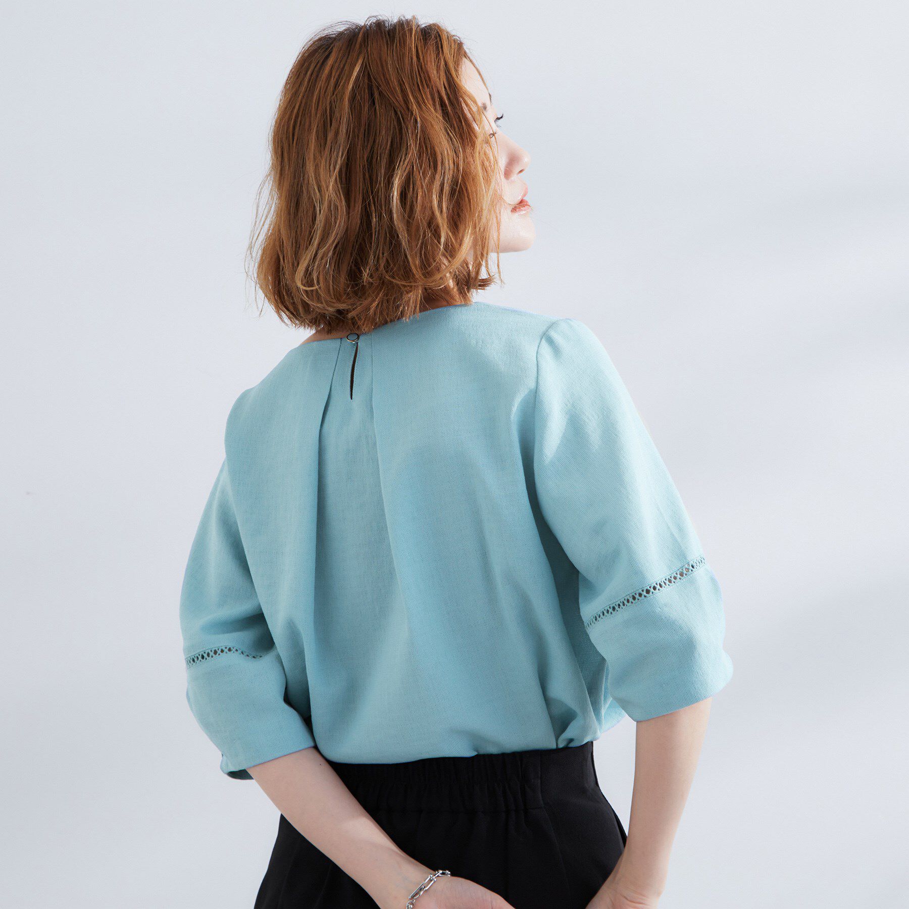 grove「お洒落に決まる 麻調袖コンシャスブラウス」|シャツ・ブラウス|