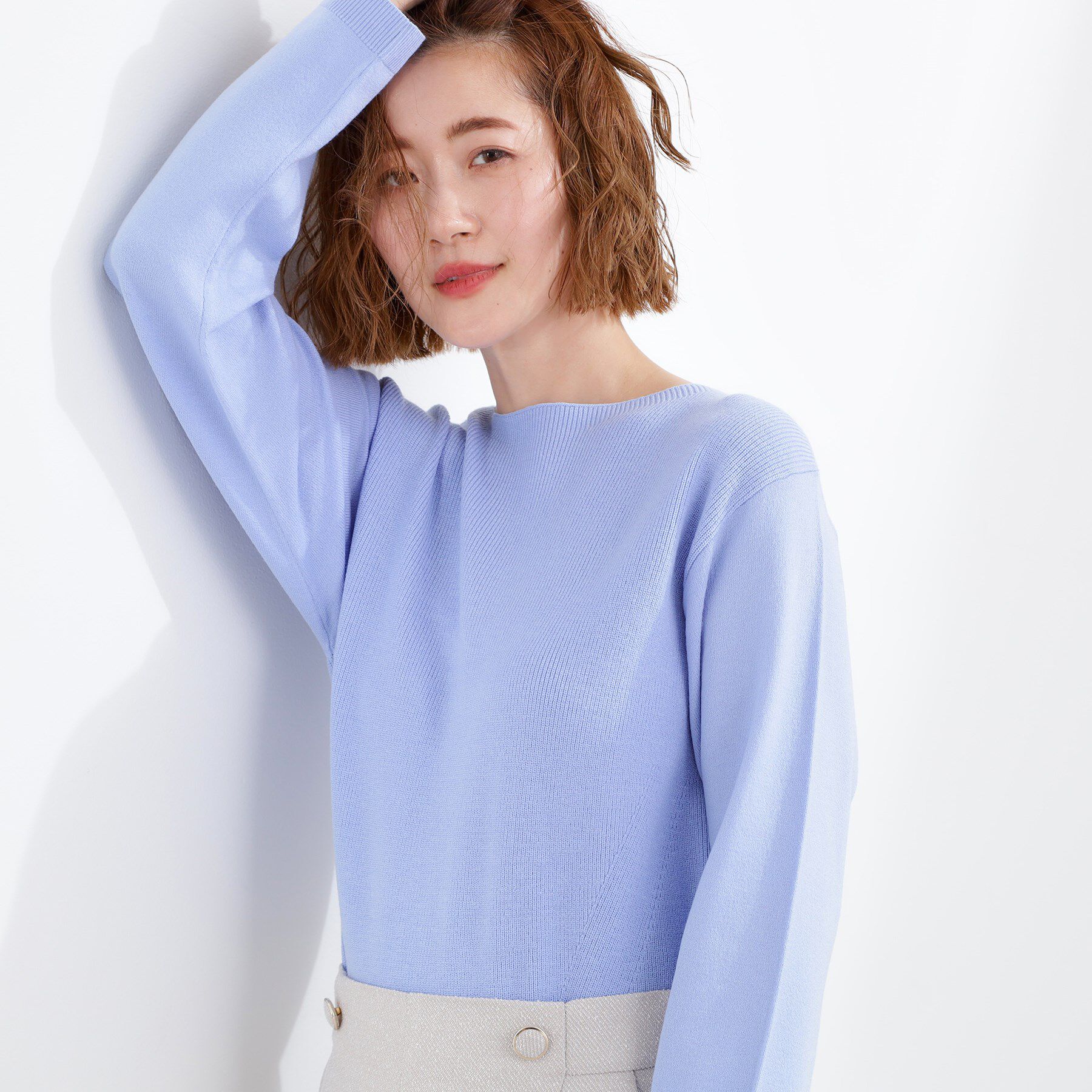 grove「春新色！洗濯機で洗えるベーシックニット【毛玉軽減】」|ニット・セーター|ライラックブルー(0