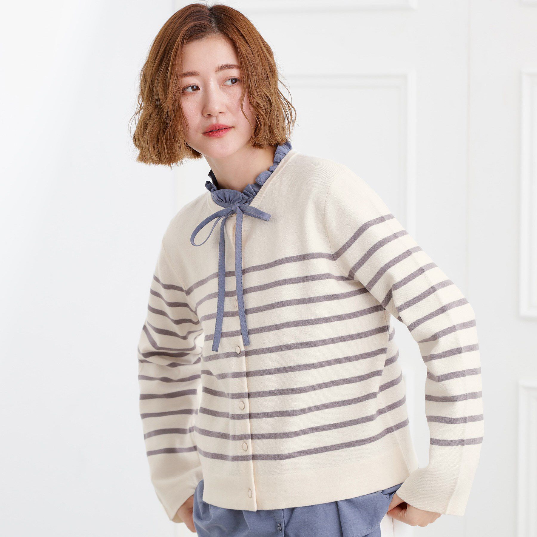 grove「【洗える】毛玉軽減クルーネックカーディガン」|カーディガン|