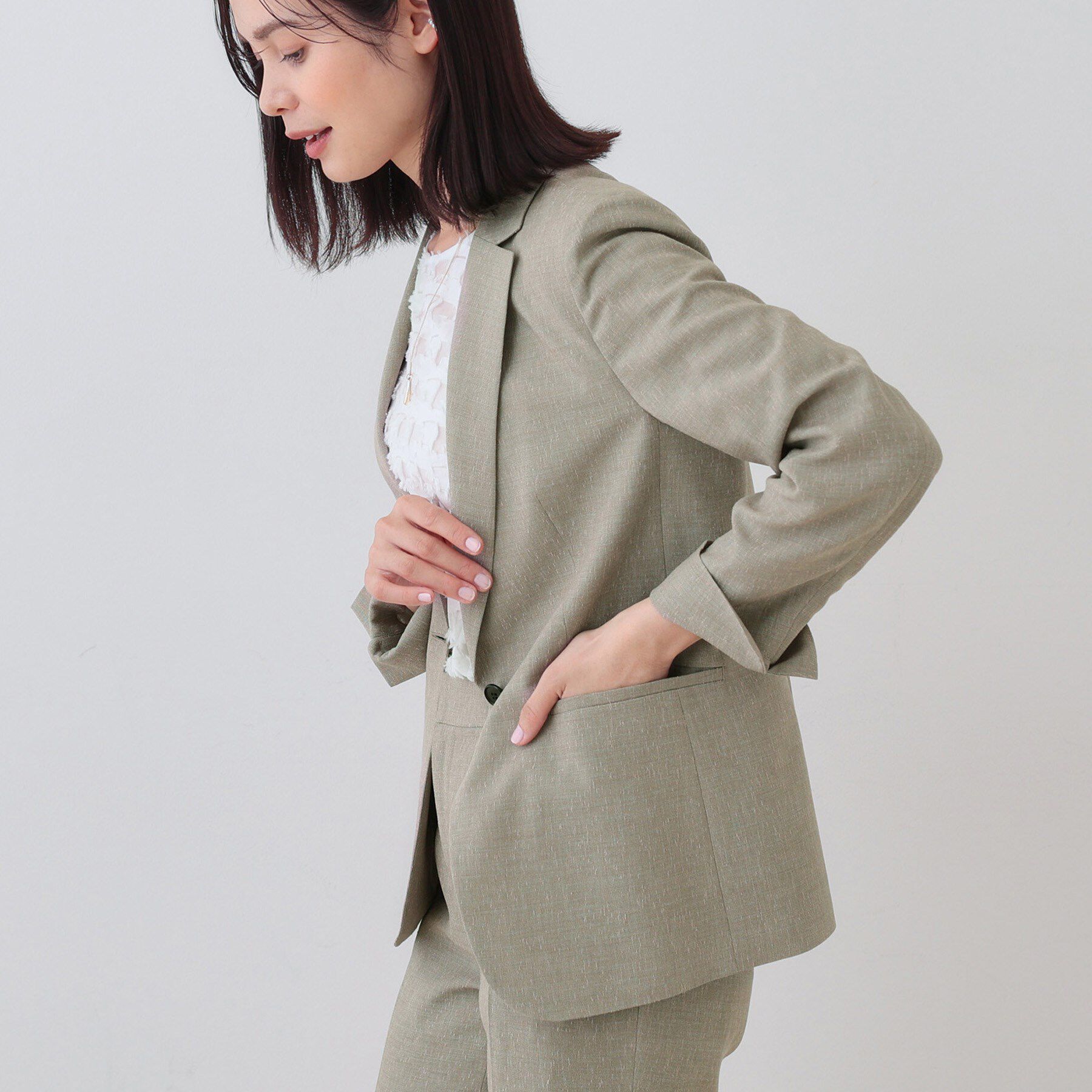 INDIVI「【日本製】リネンライクテーラードジャケット」|テーラードジャケット|