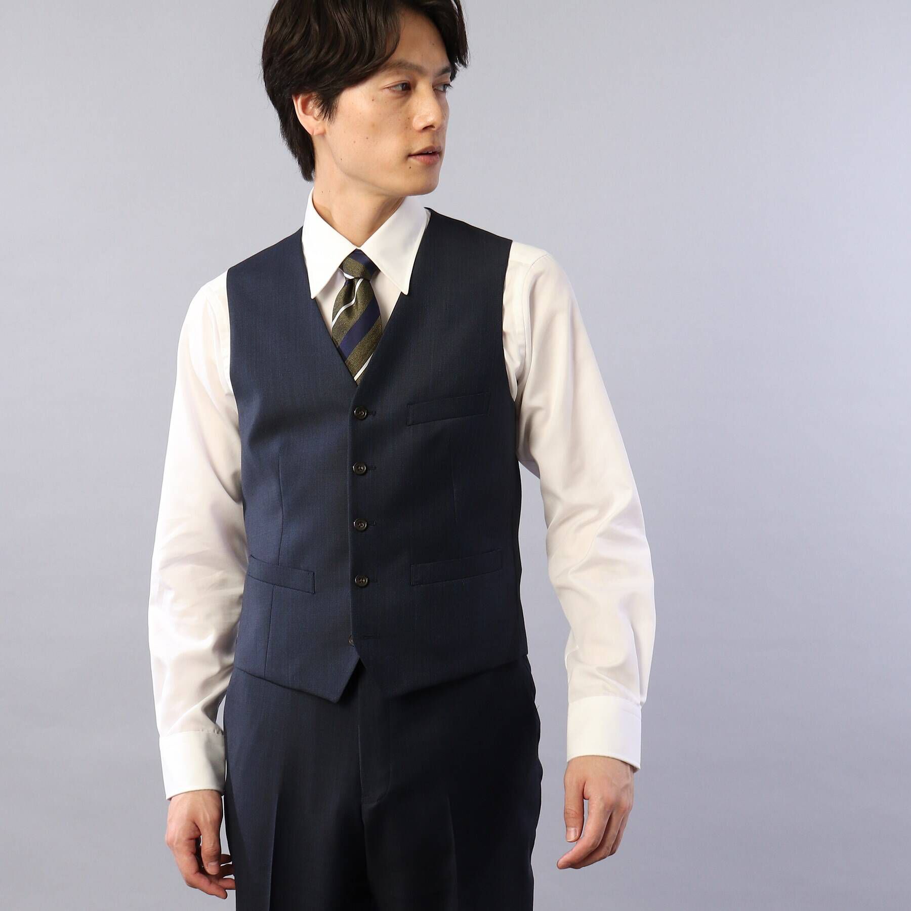 TAKEO KIKUCHI「【Sサイズ～】シャイニーシャクピンヘッド　ベスト」|スーツ|ダークネイビー(09