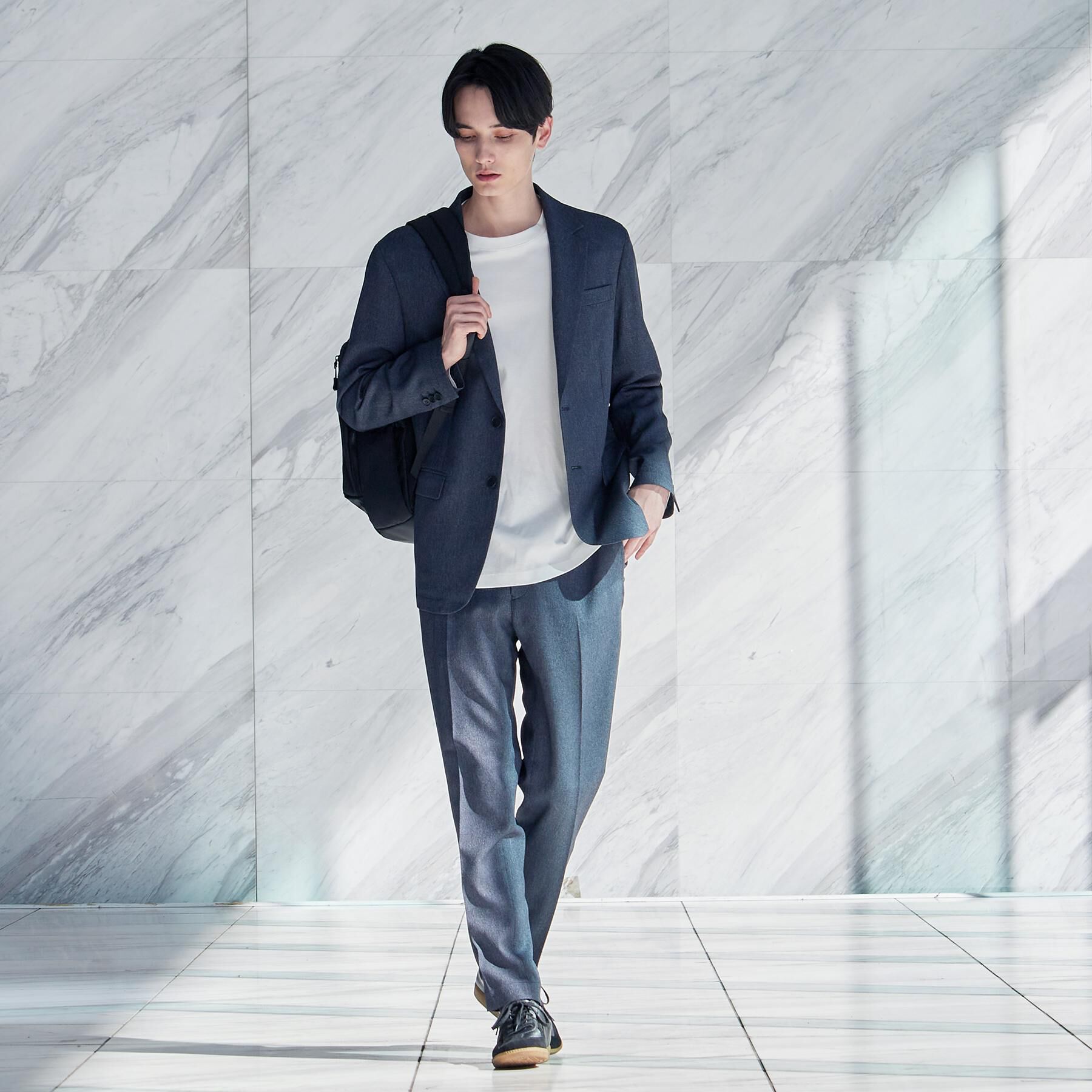 tk.TAKEO KIKUCHI「【上下2点セット】洗えるピンヘッドストレッチセットアップ/ビジネスOK」|スーツ|