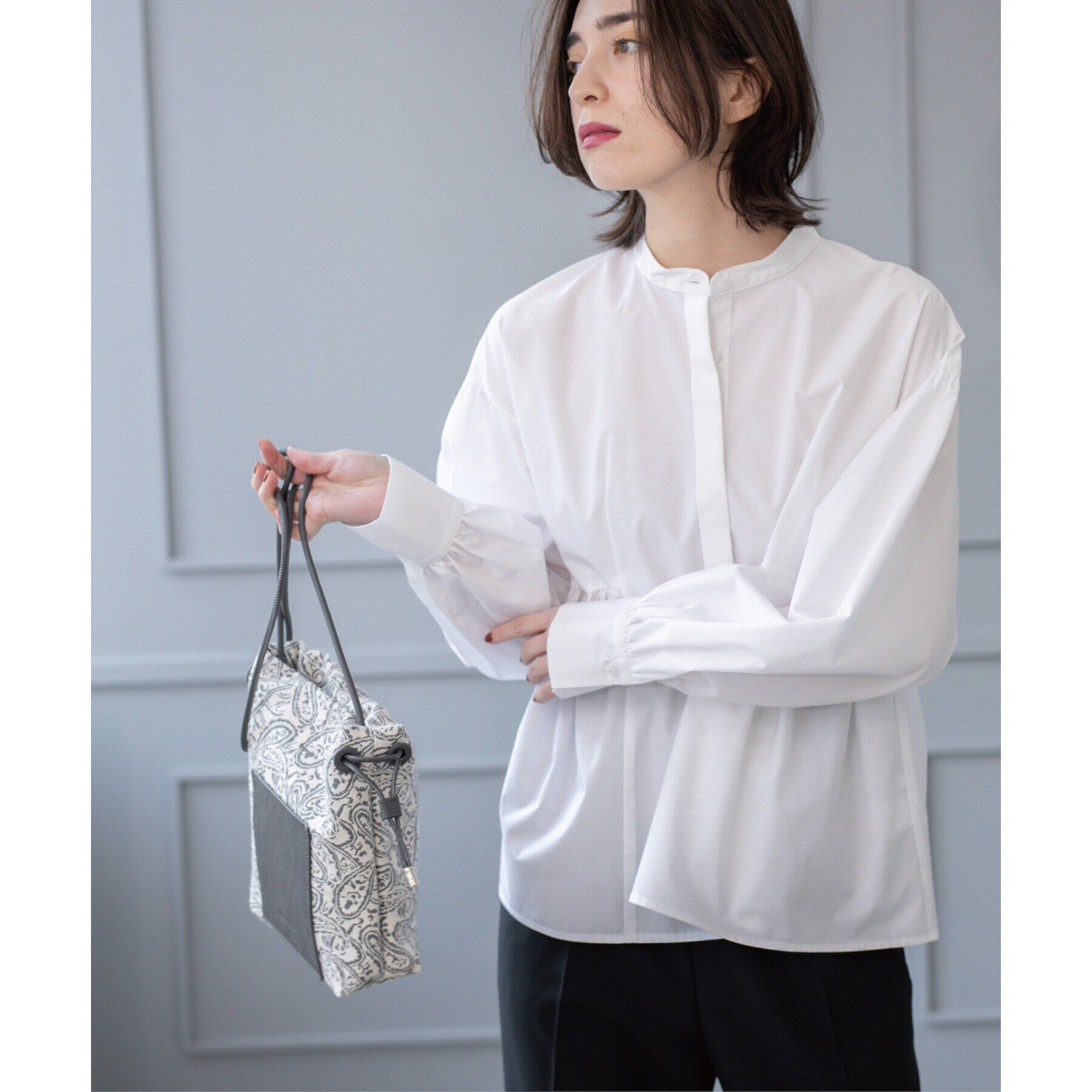 OPAQUE.CLIP「バンドカラーペプラムシャツ【洗濯機洗い可】」|シャツ・ブラウス|