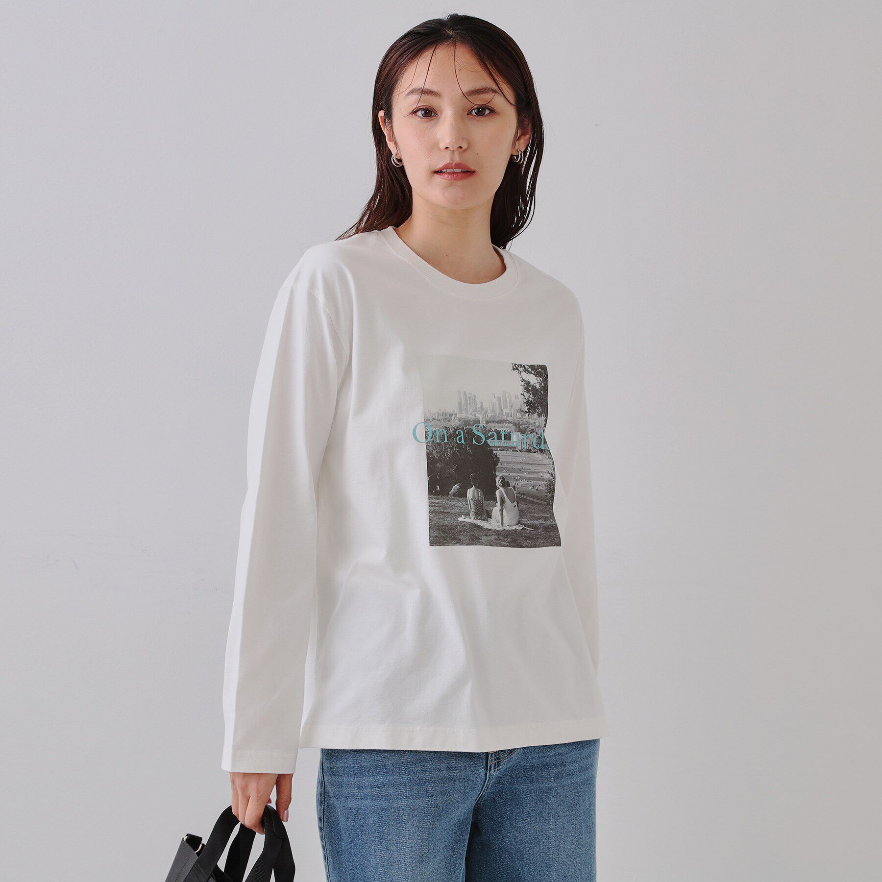 OPAQUE.CLIP「フォトプリントロングTシャツ【洗濯機洗い可】」|Tシャツ・カットソー|オフホワイト(103