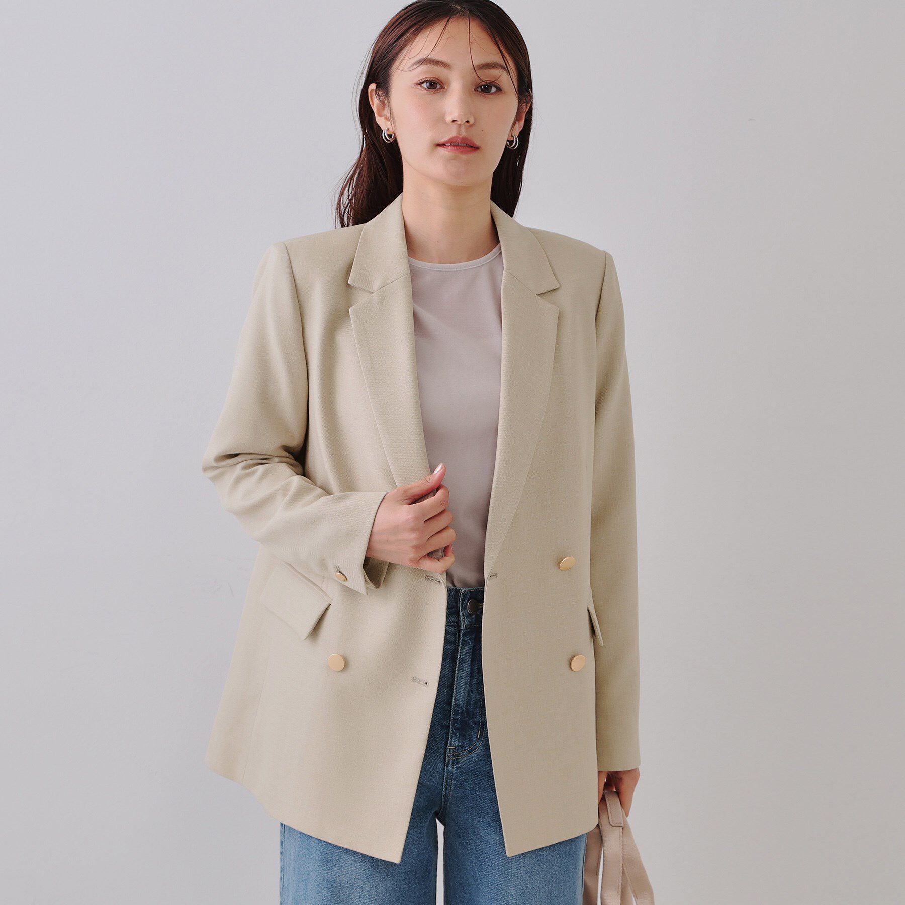 OPAQUE.CLIP「金ボタンダブルテーラードジャケット【洗える】」|テーラードジャケット|