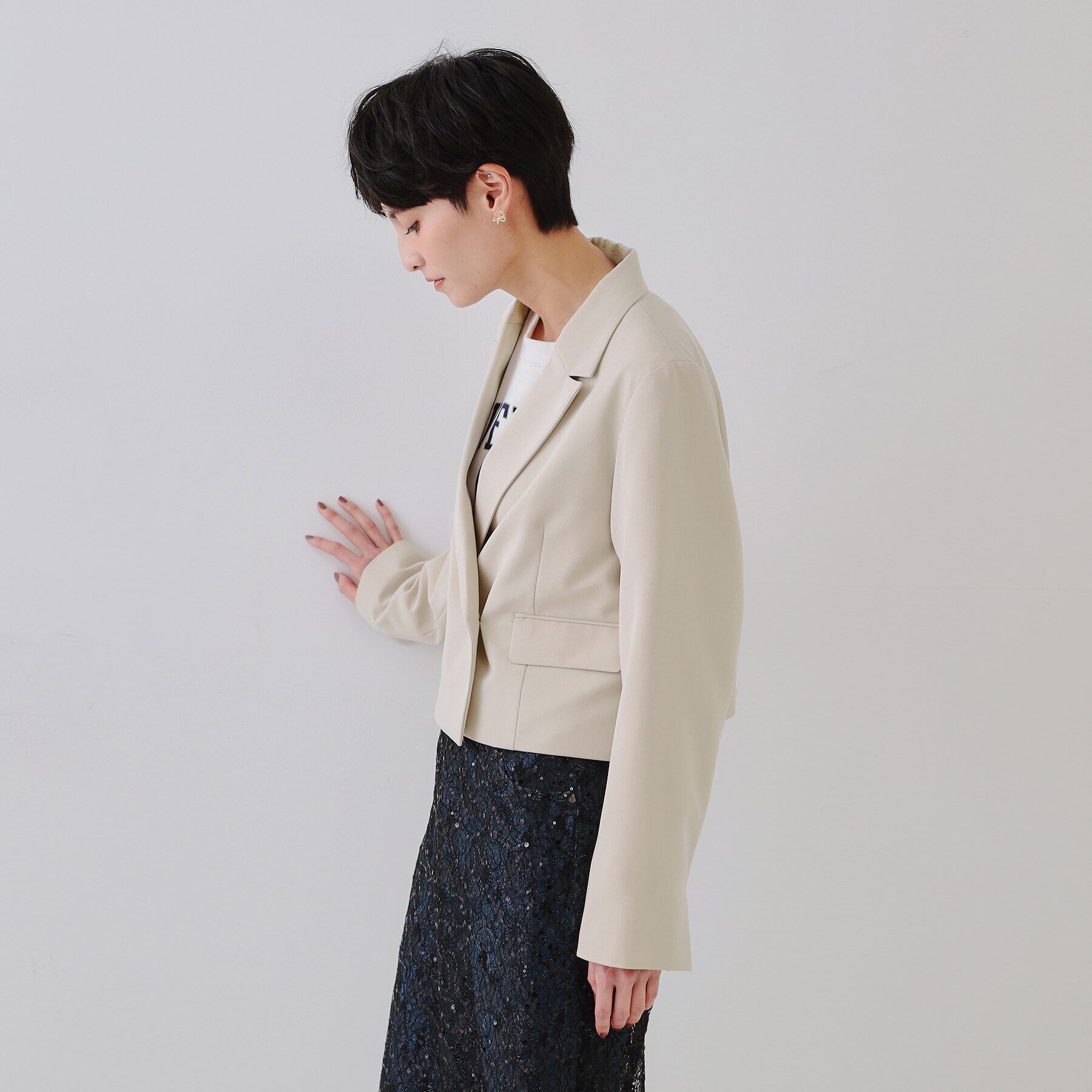 OPAQUE.CLIP「ショートテーラードジャケット【洗濯機洗い可】」|テーラードジャケット|