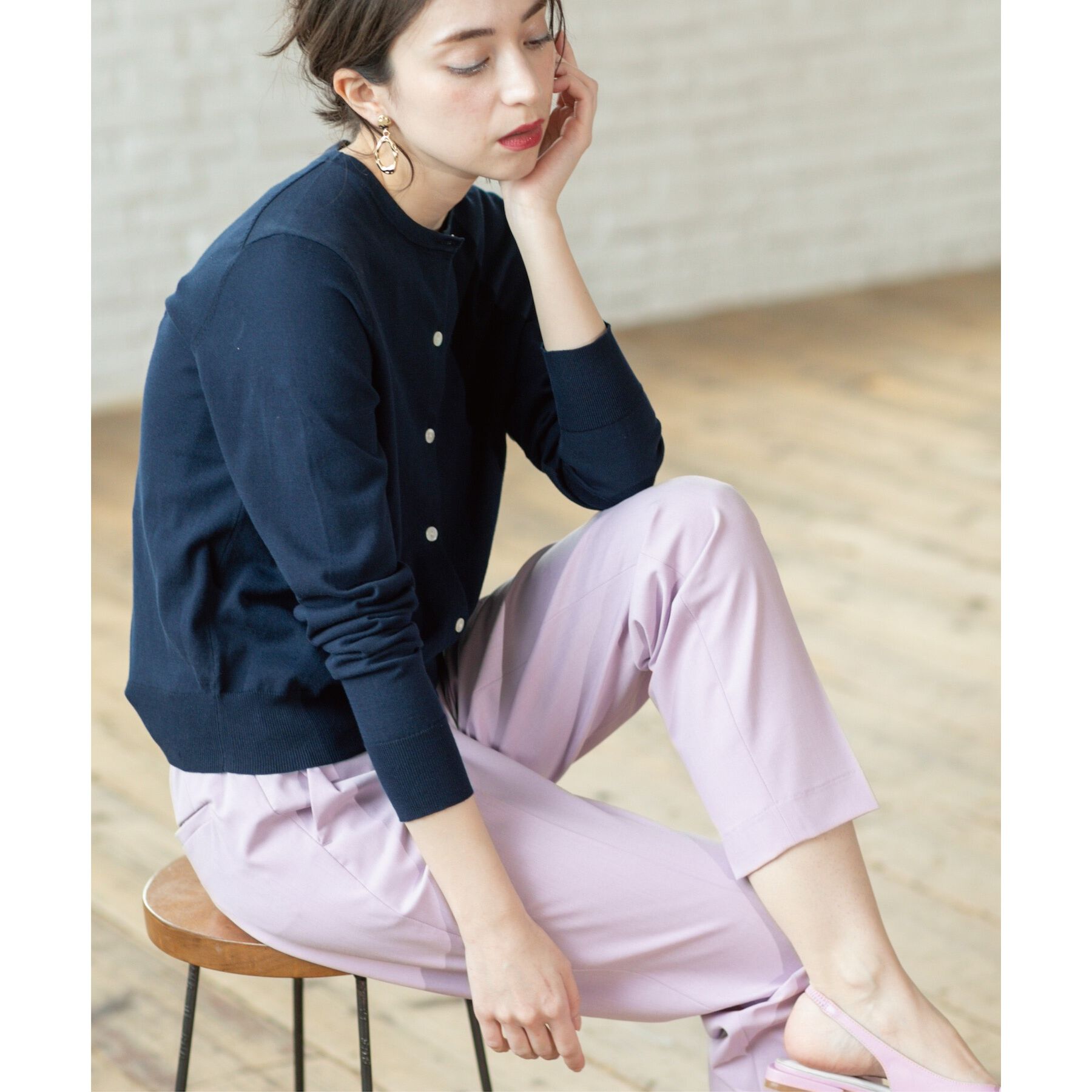 OPAQUE.CLIP「クルーネックニットカーディガン/オーガニックコットン混【UV/洗濯機洗い可】」|カーディガン|