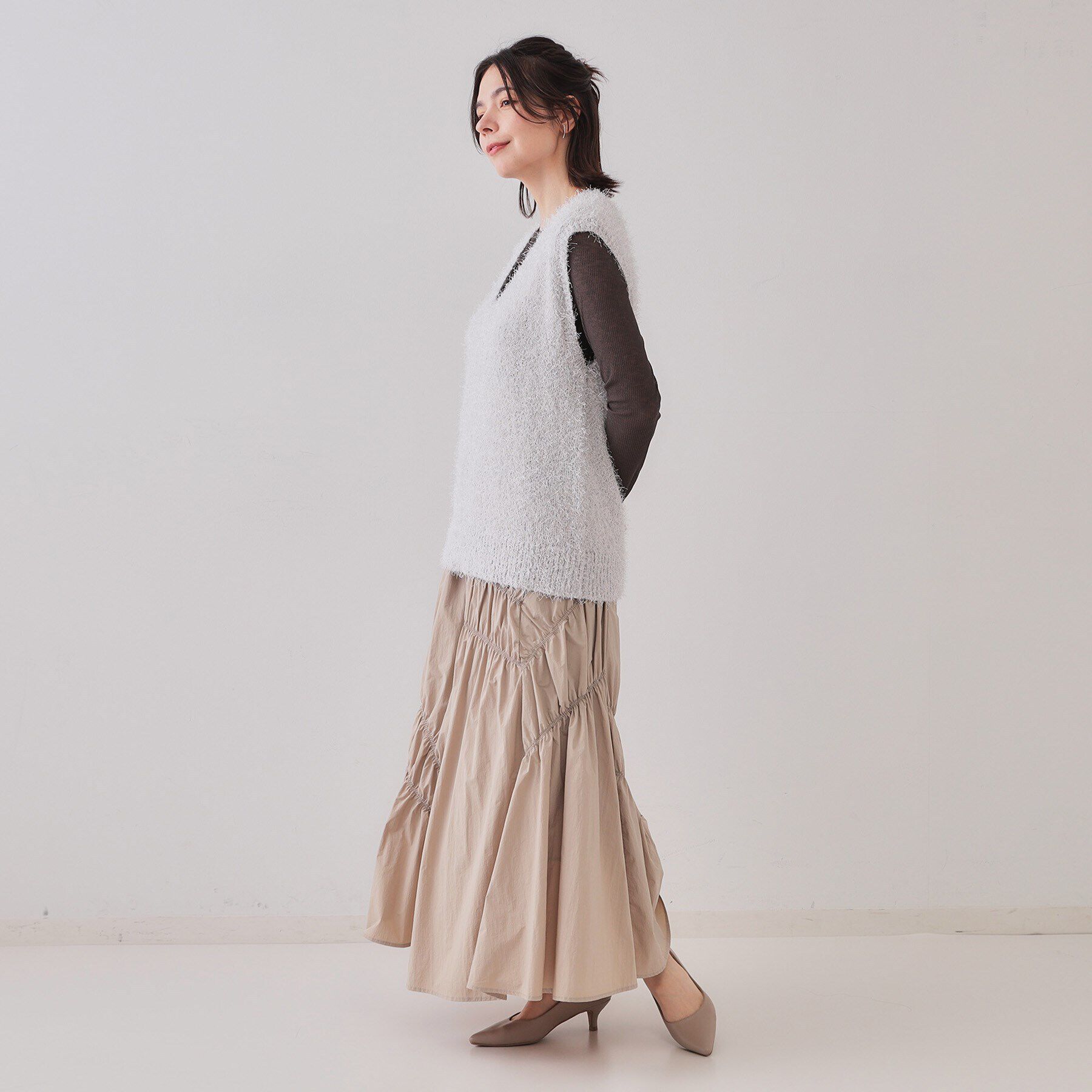 OPAQUE.CLIP「《andGIRL掲載》ラメシャギーニットベスト【洗濯機洗い可/抗ピル】」|ベスト・ジレ|