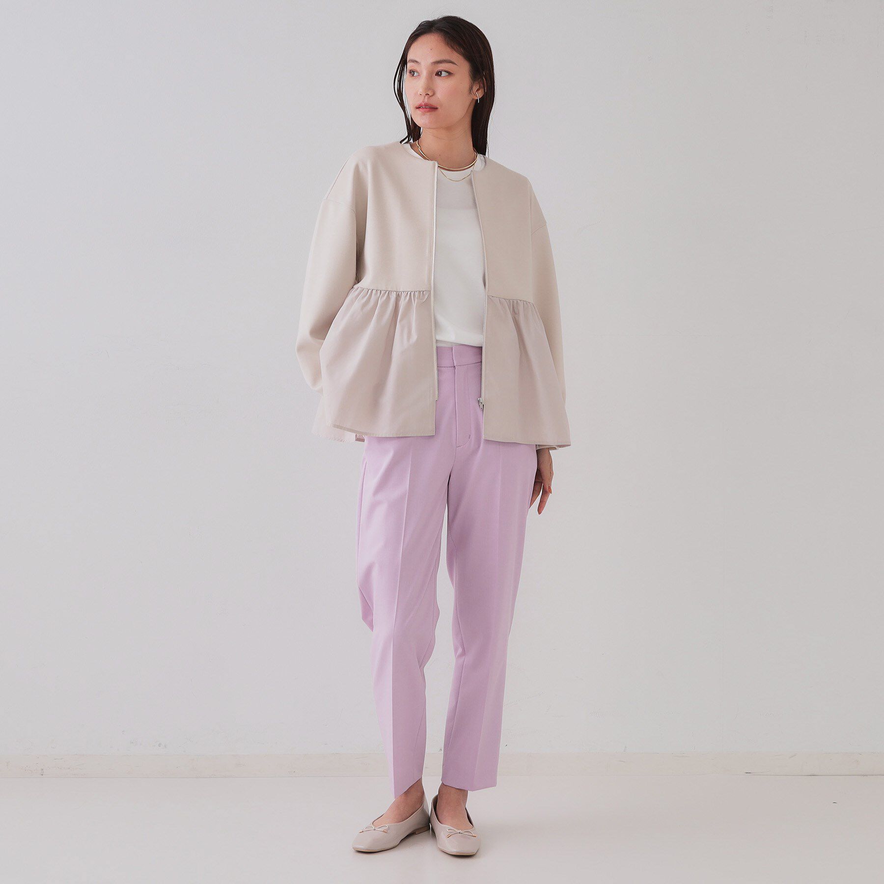 OPAQUE.CLIP「ペプラムドッキングZIPカーディガン【洗濯機洗い可】」|カーディガン|