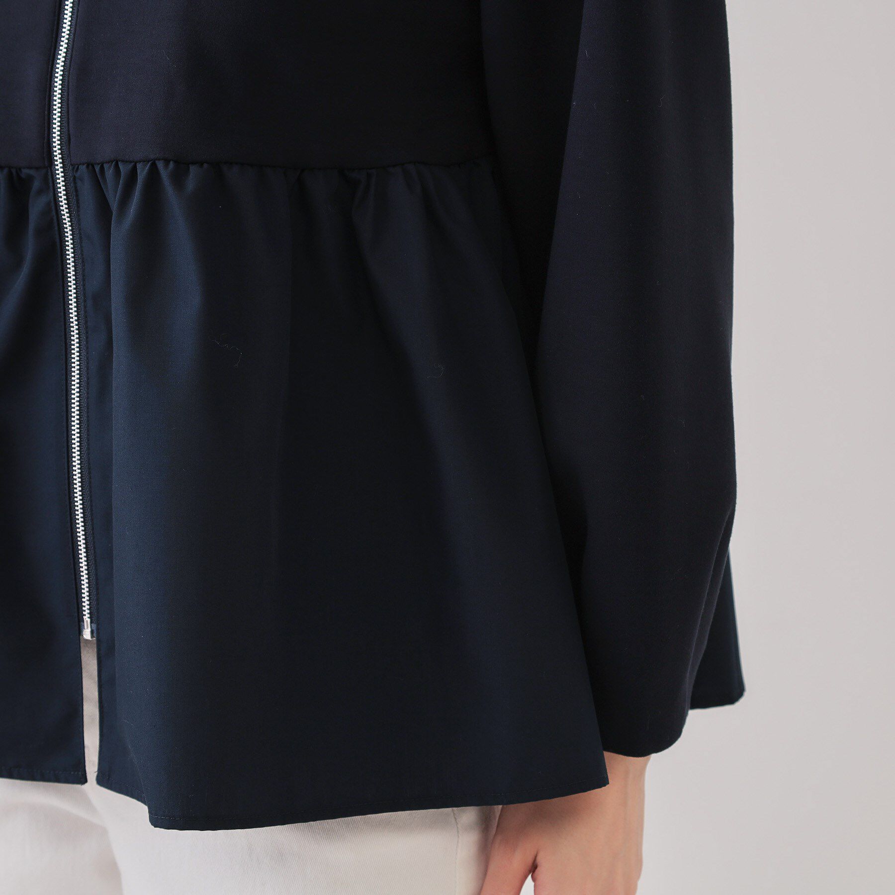 OPAQUE.CLIP「ペプラムドッキングZIPカーディガン【洗濯機洗い可】」|カーディガン|